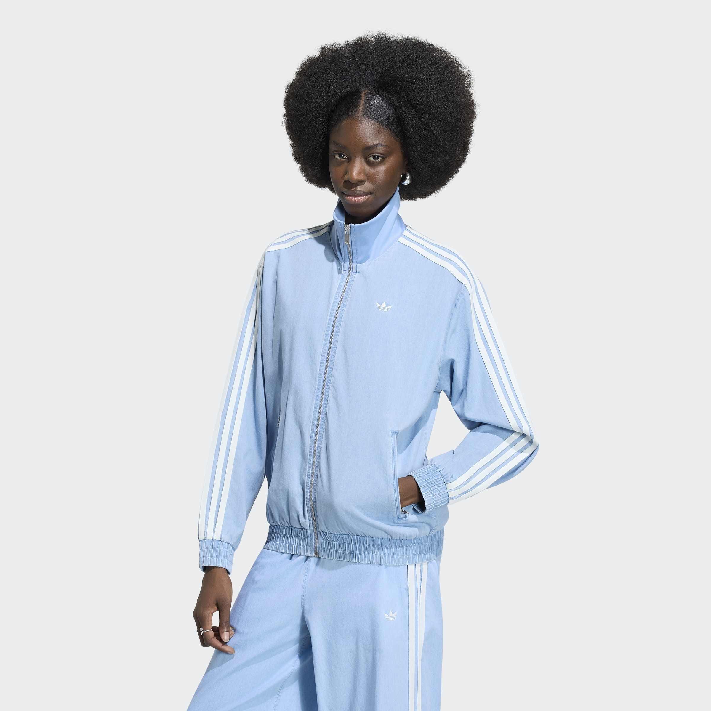 adidas Originals Summer Glow Light Denim Firebird Track Top, Blue, A701_ONE, large image number 4