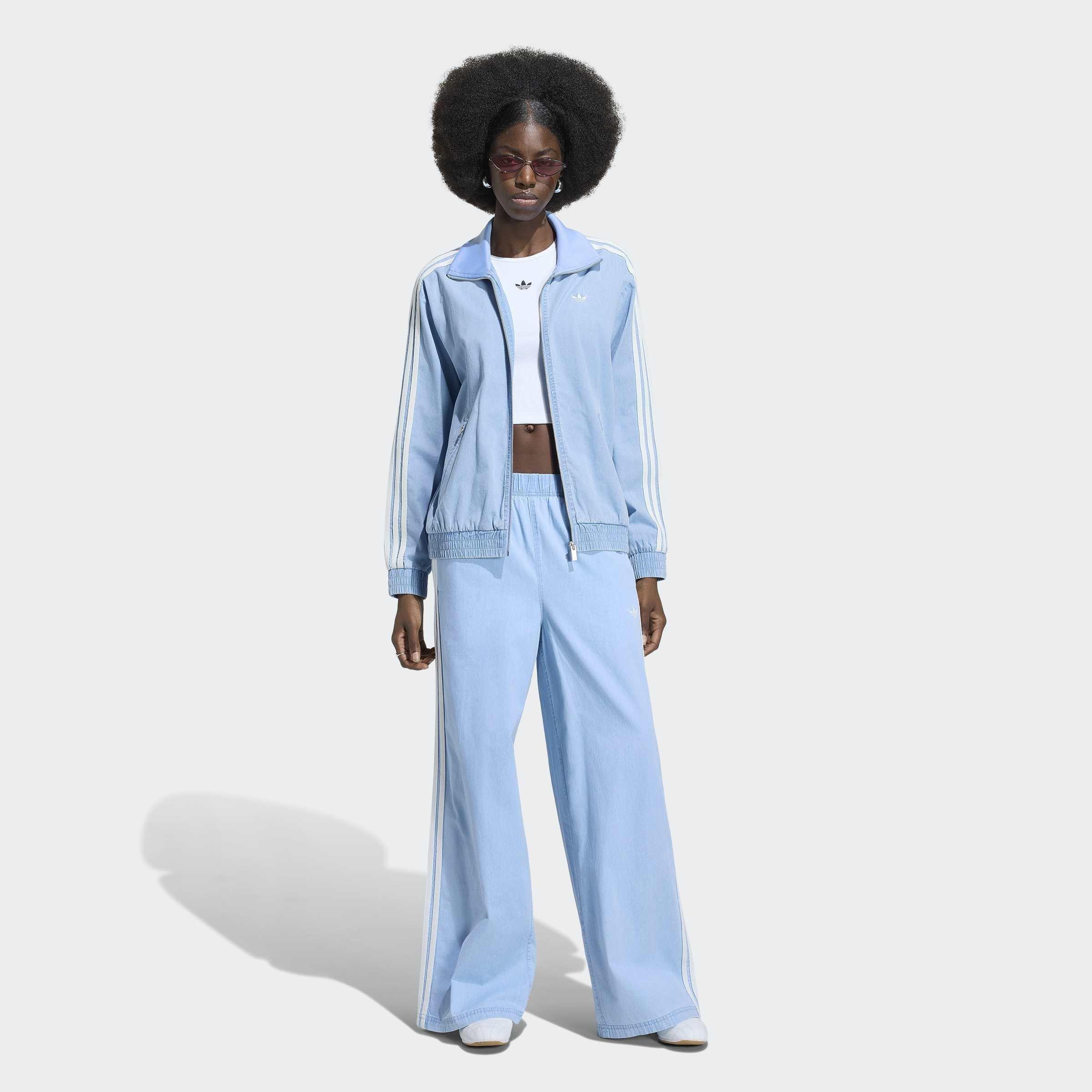 adidas Originals Summer Glow Light Denim Firebird Track Top, Blue, A701_ONE, large image number 5