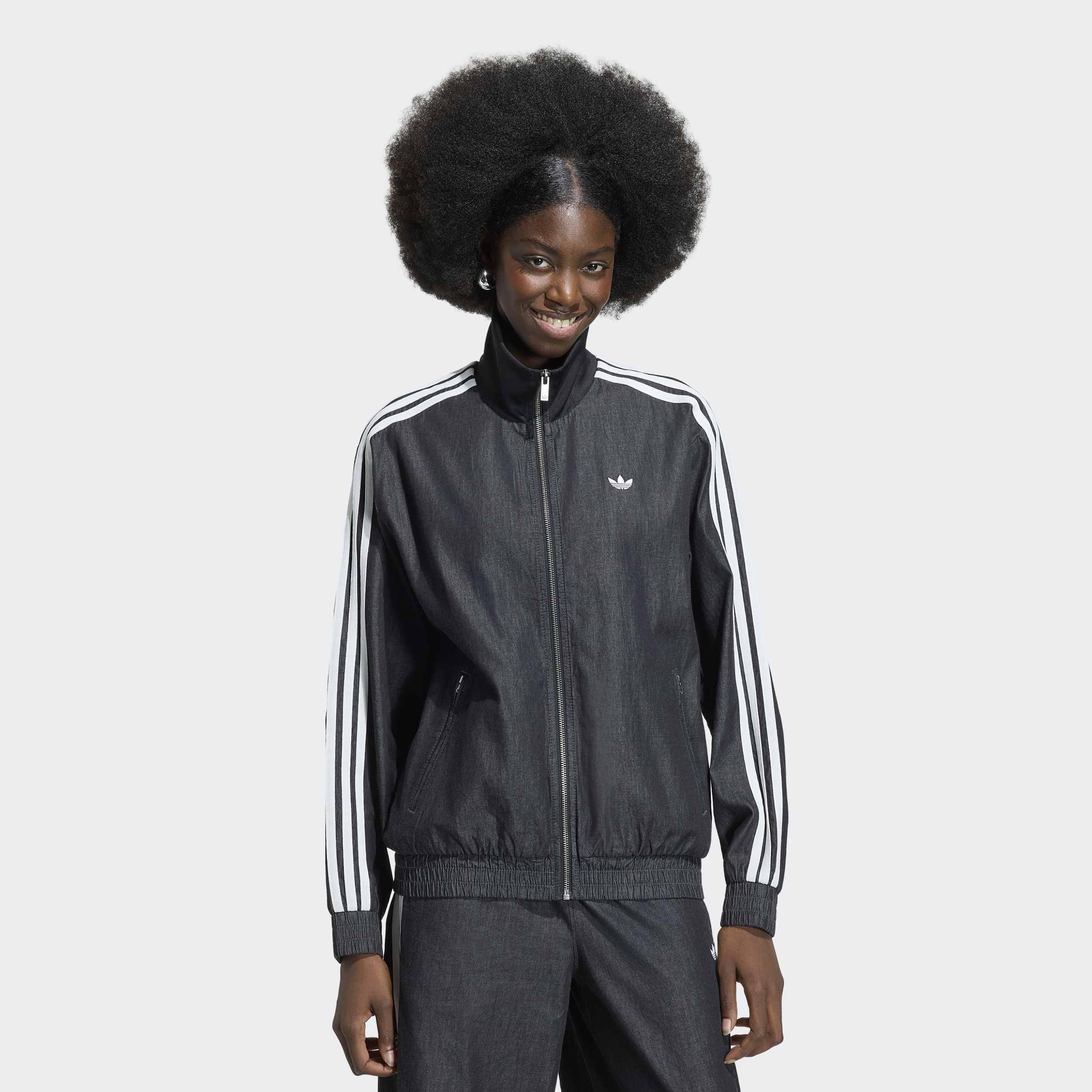 adidas Originals Summer Glow Light Denim Firebird Track Top, Black, A701_ONE, large image number 5