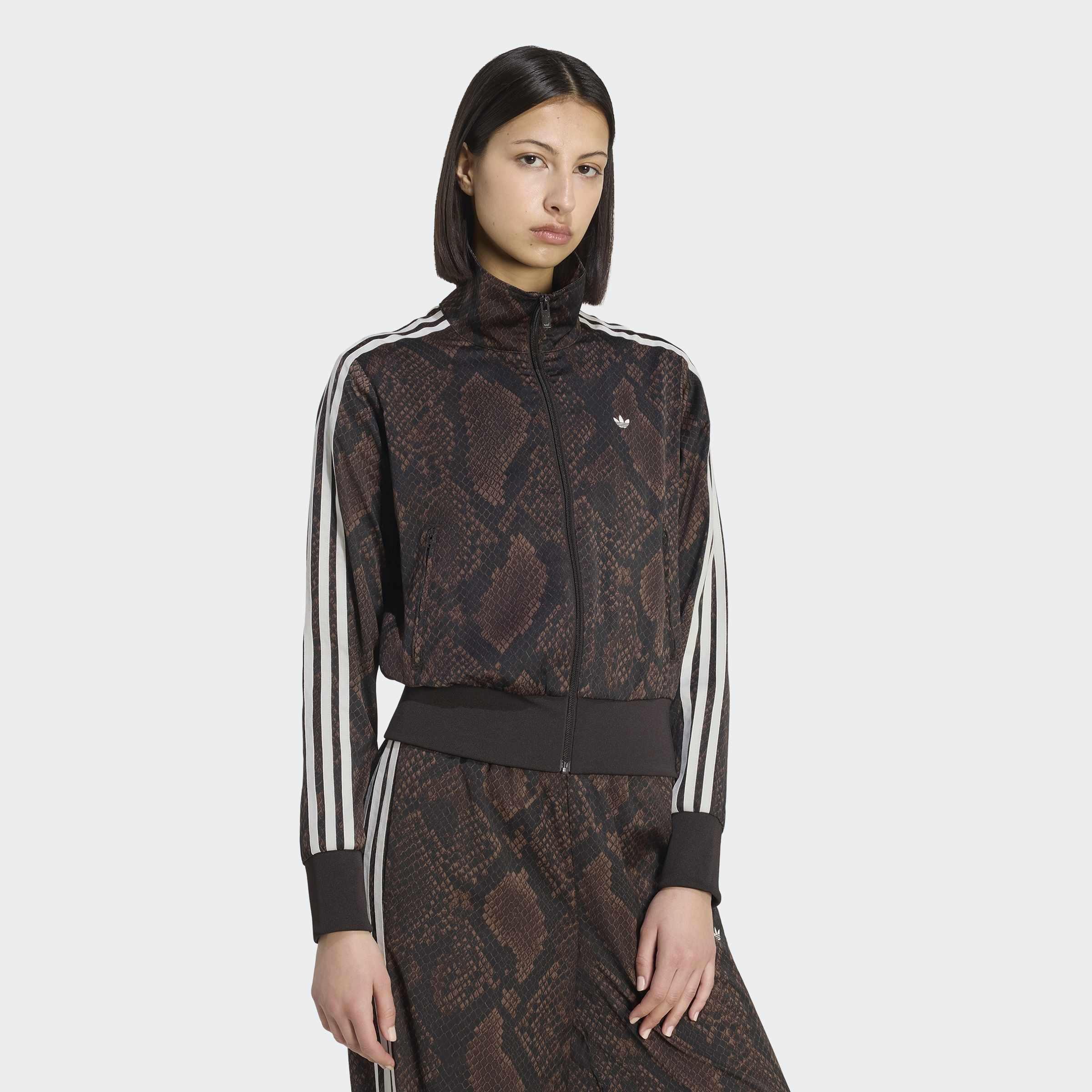 Satin Snake Print Firebird Track Jacket, Brown, A701_ONE, large image number 5