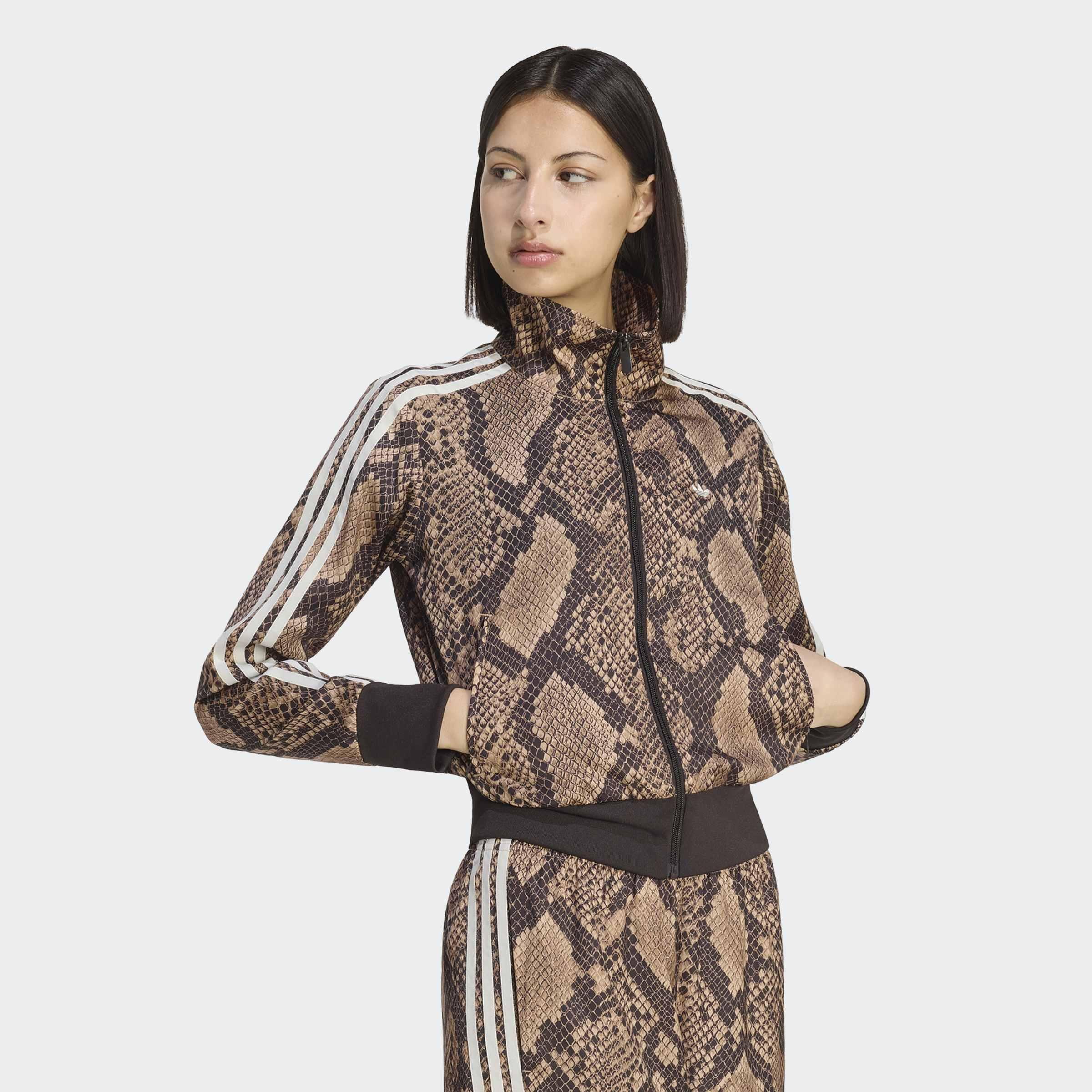 Satin Snake Print Firebird Track Jacket, Beige, A701_ONE, large image number 4