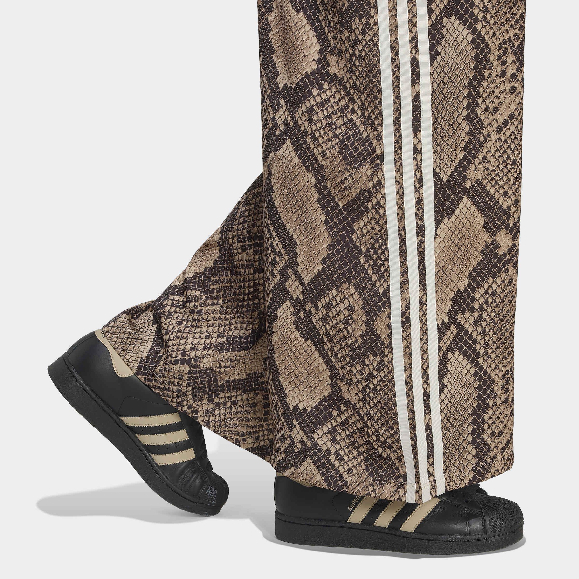 Satin Snake Print Wide Leg Track Joggers, Beige, A701_ONE, large image number 3