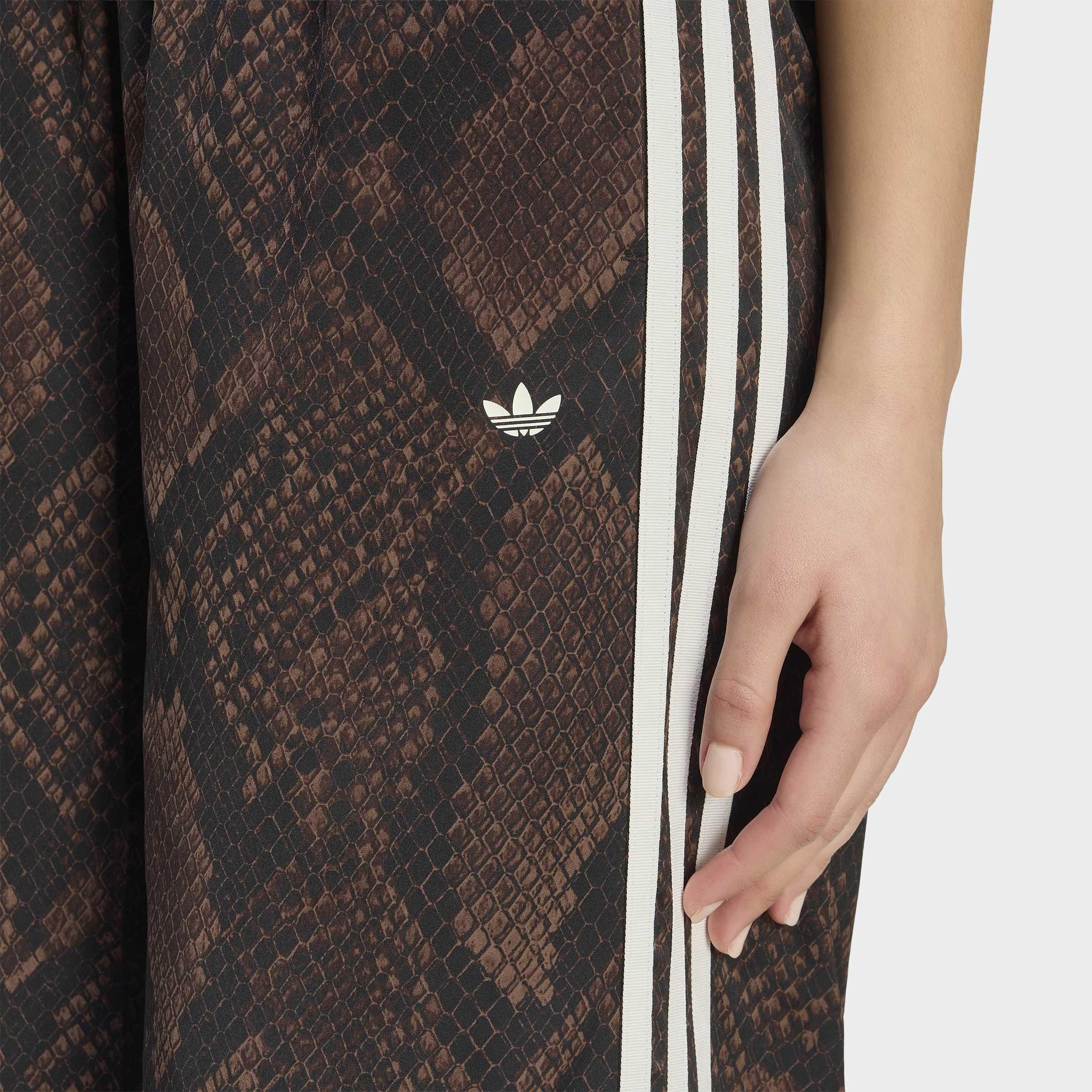 Satin Snake Print Wide Leg Track Joggers, Brown, A701_ONE, large image number 3