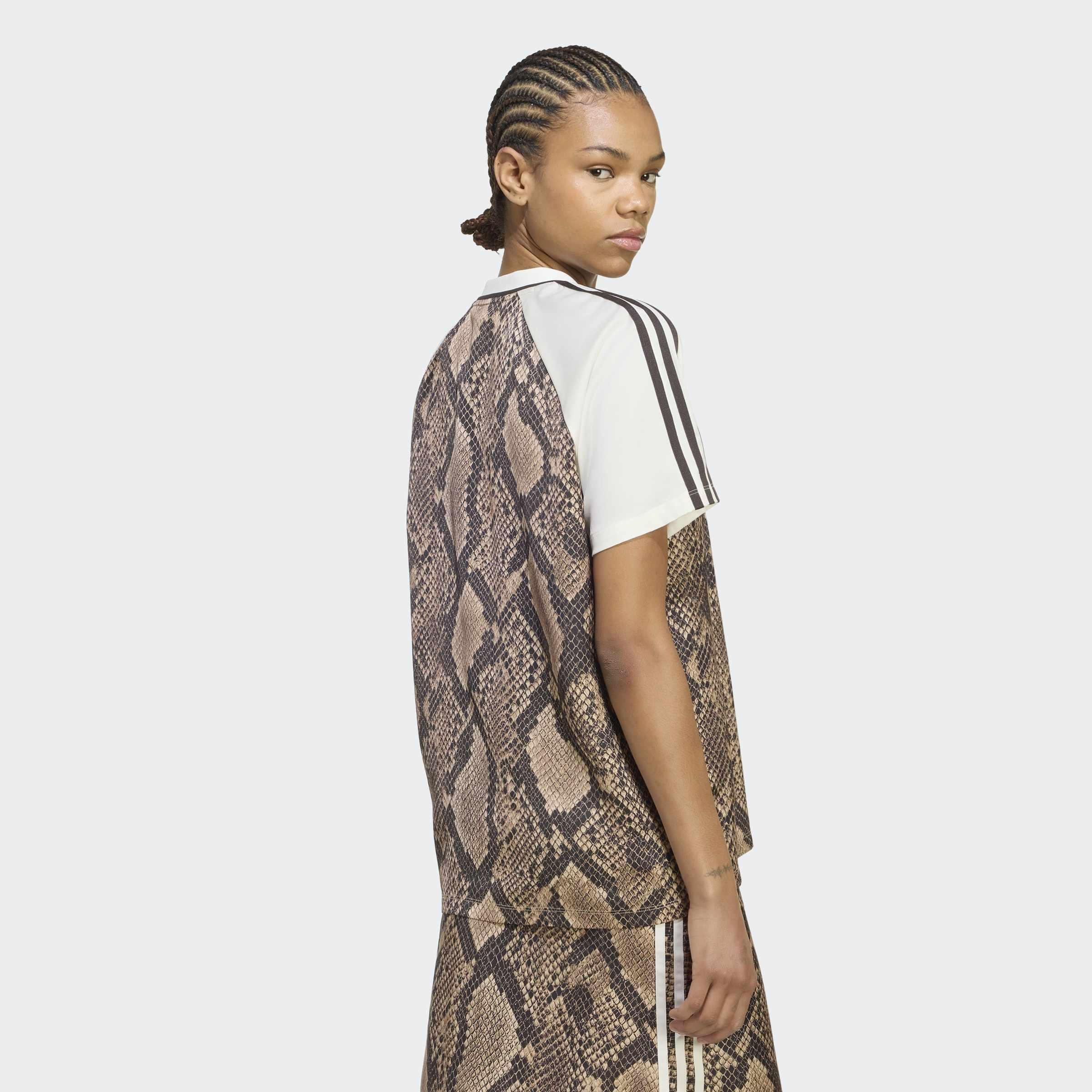 Snake Print Satin Jersey, Beige