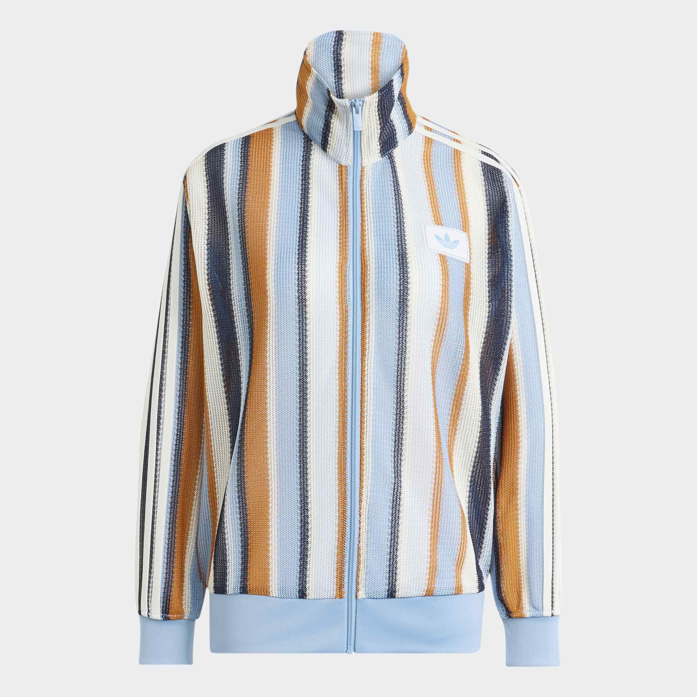 adidas Originals Summer Glow Knitted Firebird Track Top, Blue, A701_ONE, medium
