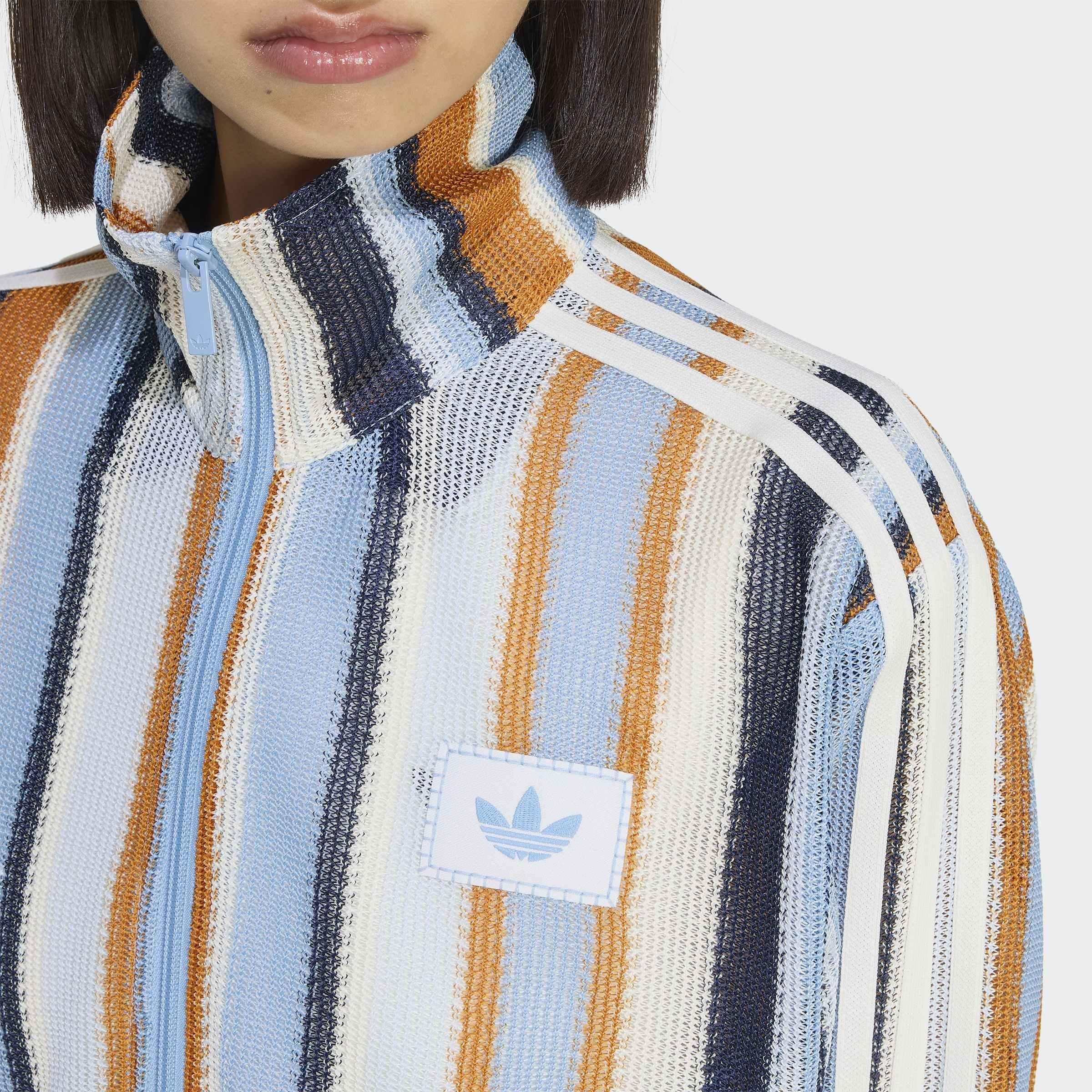 adidas Originals Summer Glow Knitted Firebird Track Top, Blue, A701_ONE, large image number 3
