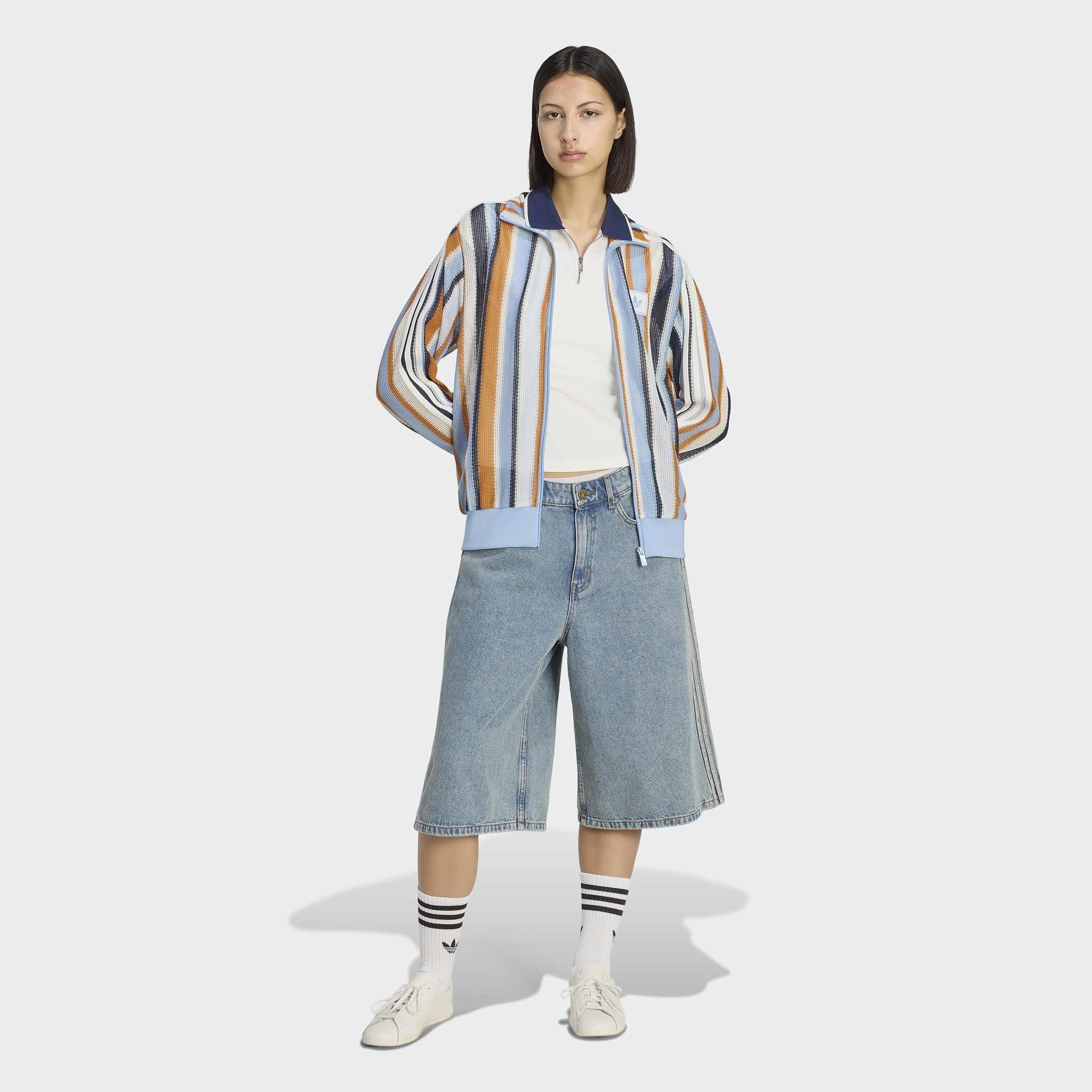 adidas Originals Summer Glow Knitted Firebird Track Top, Blue, A701_ONE, large image number 5