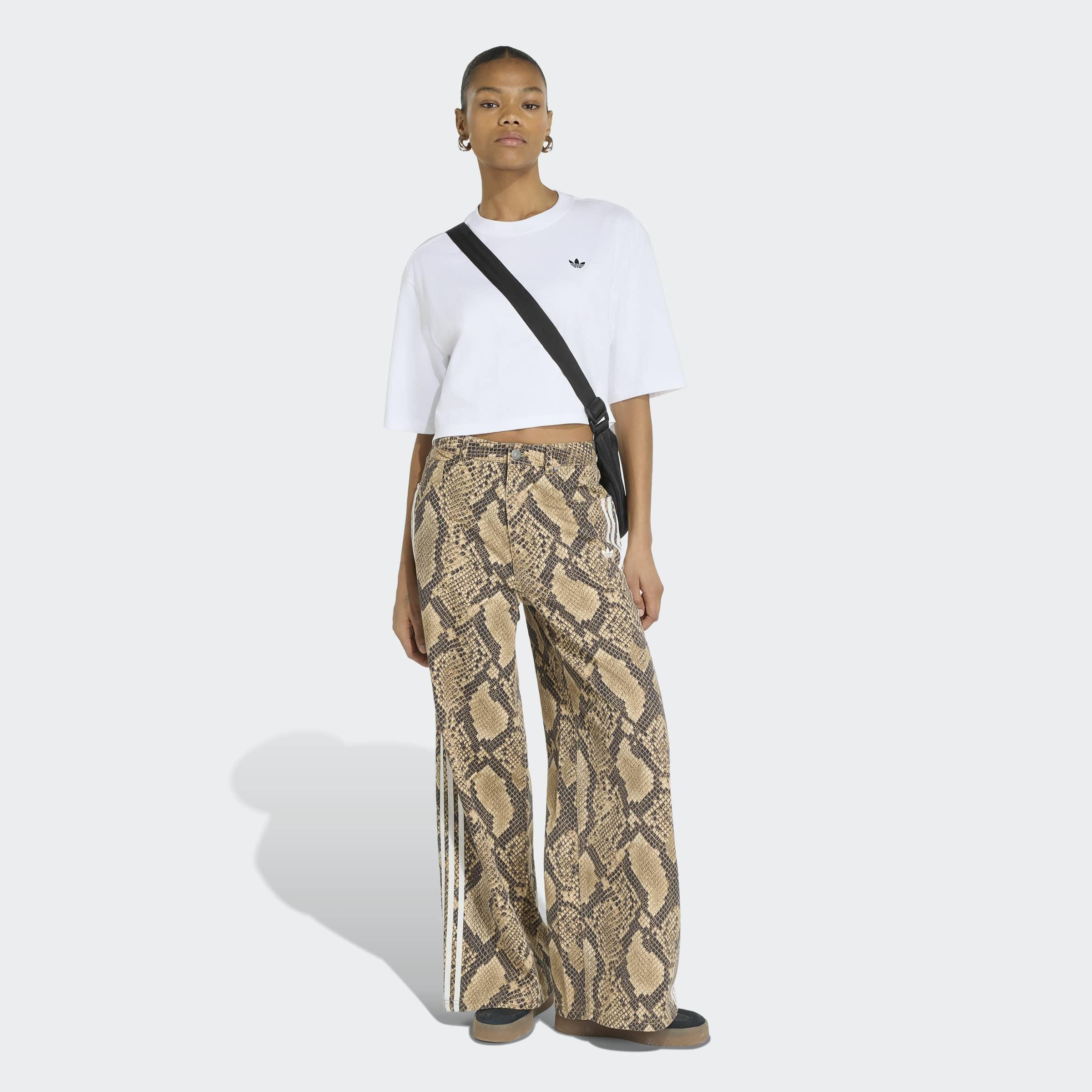 Snake Print Denim Loose Trousers, Beige, A701_ONE, large image number 4