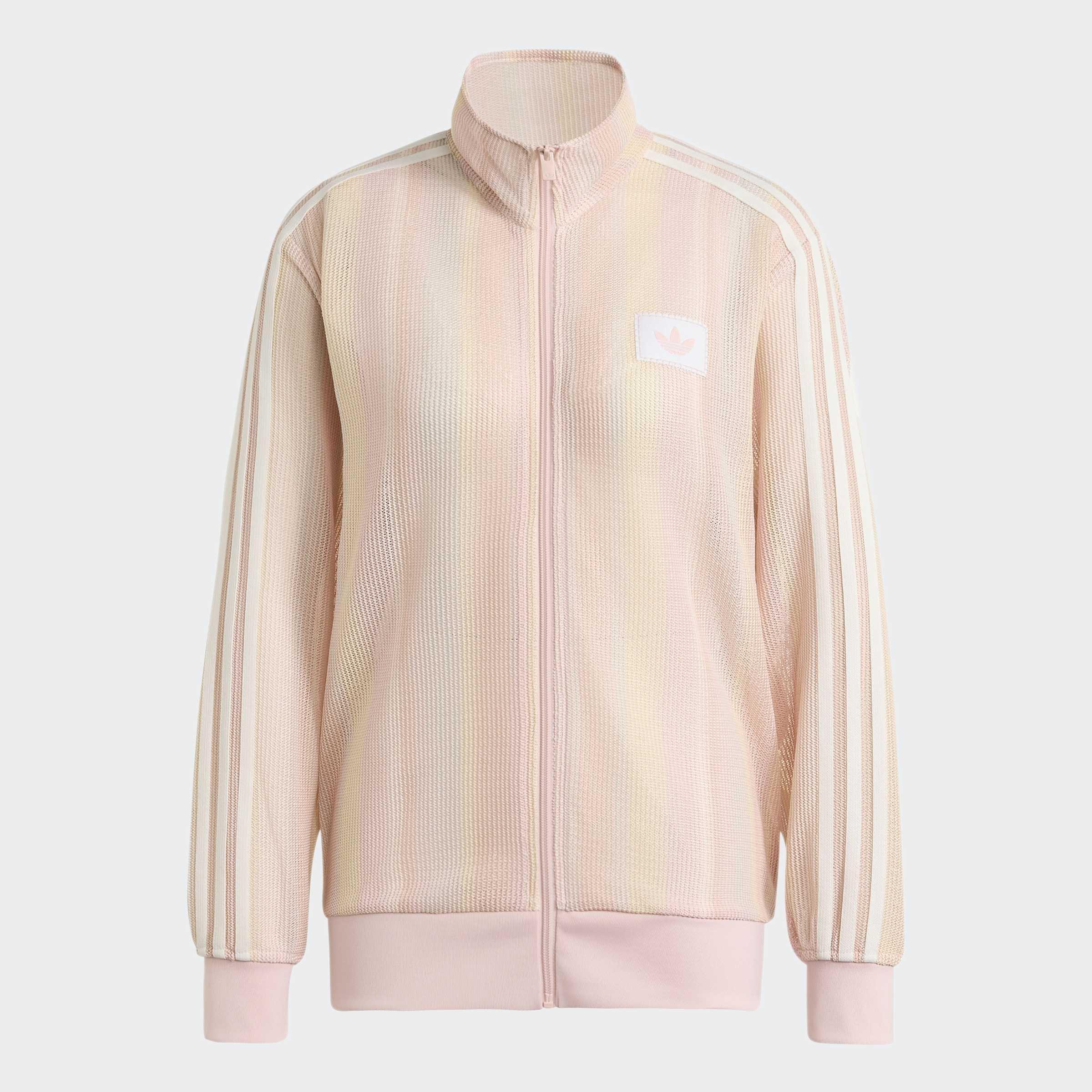 adidas Originals Summer Glow Knitted Firebird Track Top, Pink