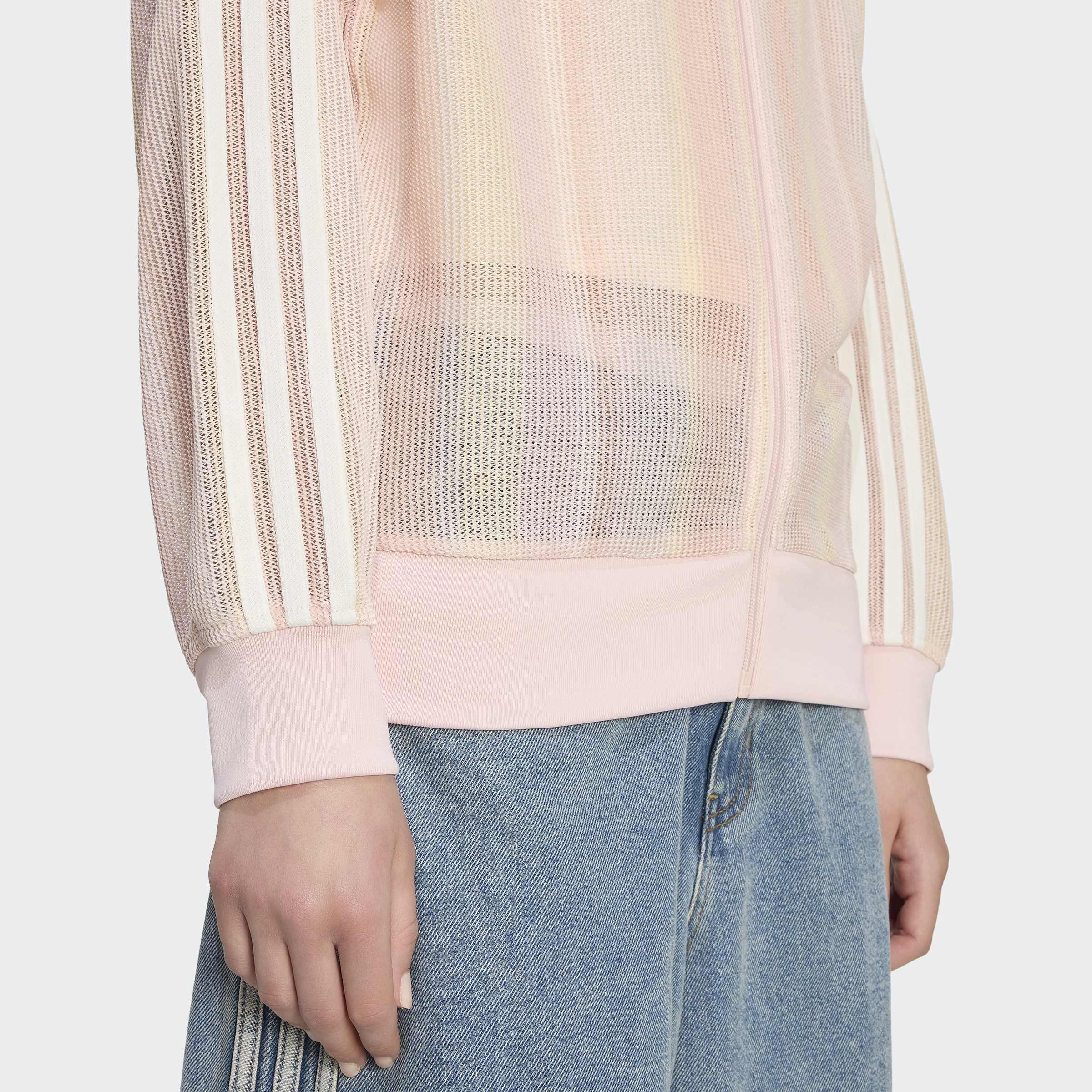 adidas Originals Summer Glow Knitted Firebird Track Top, Pink, A701_ONE, large image number 3