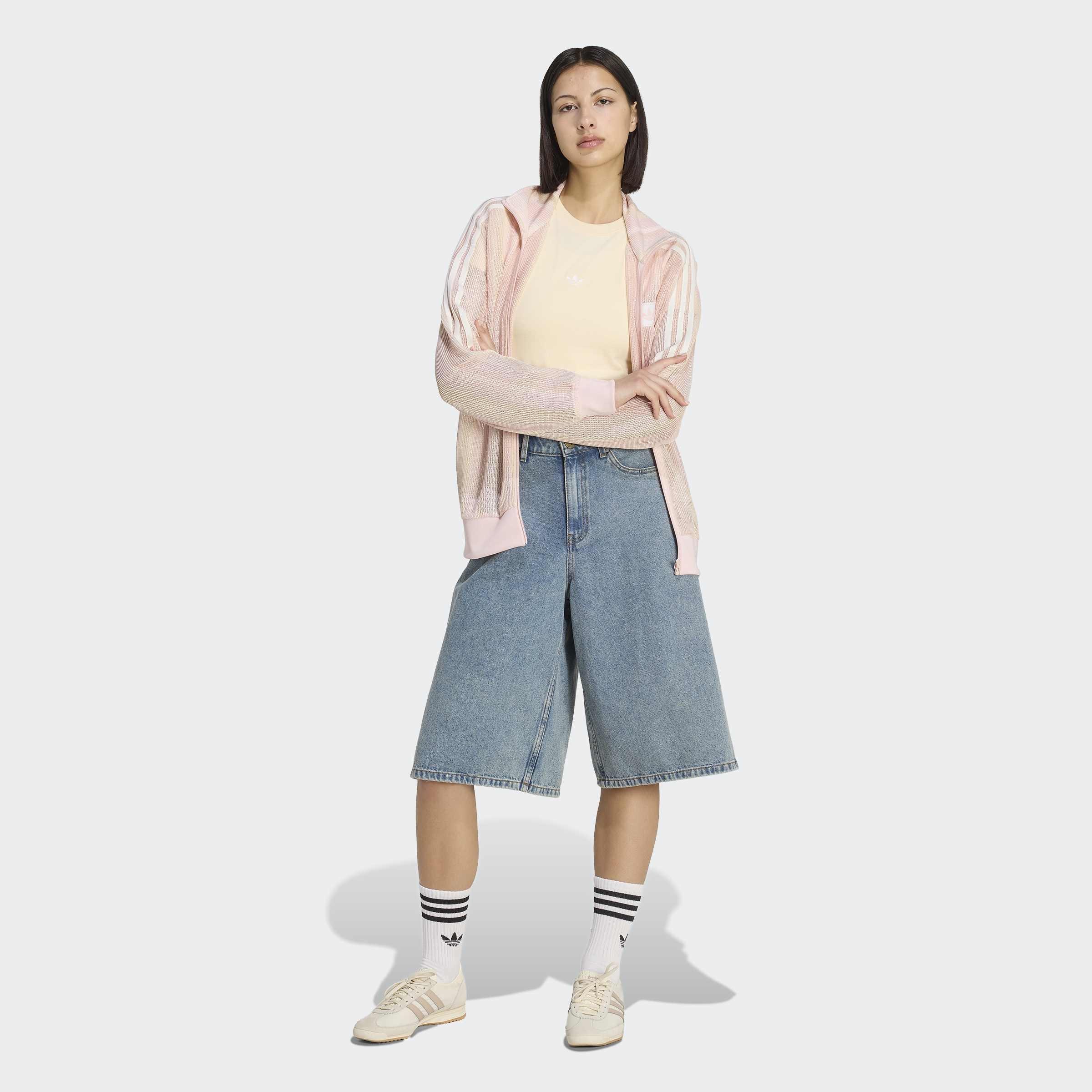 adidas Originals Summer Glow Knitted Firebird Track Top, Pink, A701_ONE, large image number 6