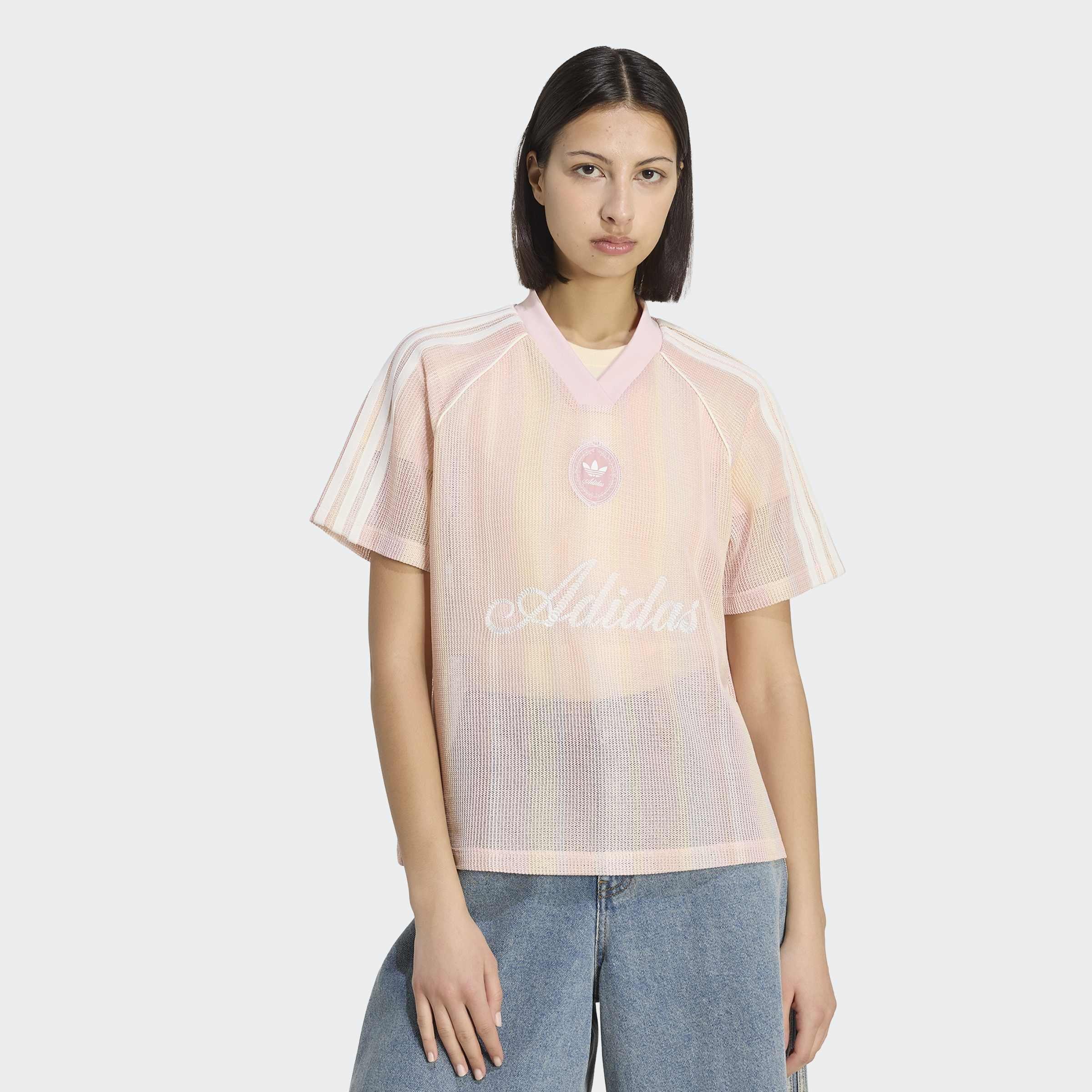 adidas Originals Summer Glow Knitted Oversized Jersey, Pink, A701_ONE, large image number 4