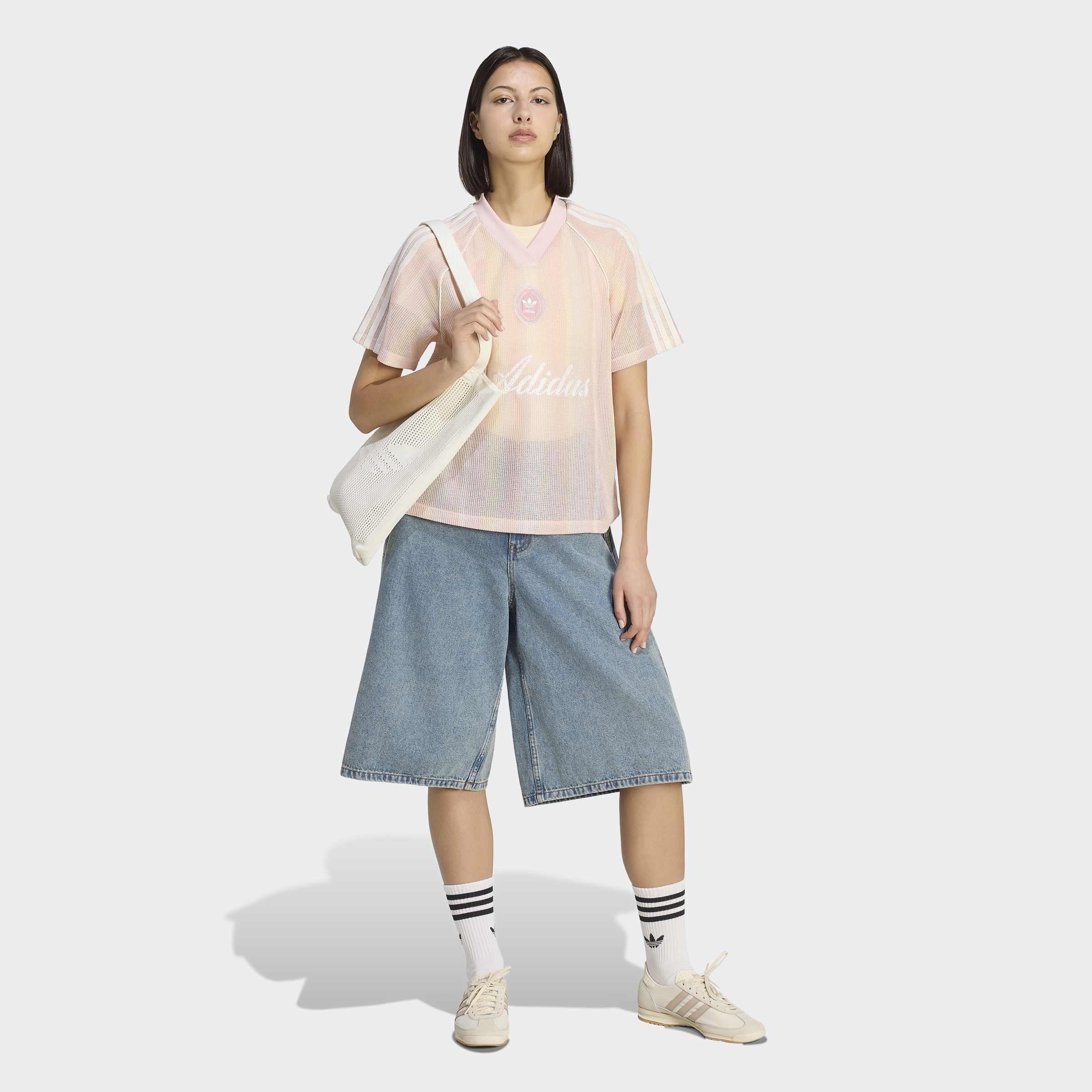 adidas Originals Summer Glow Knitted Oversized Jersey, Pink, A701_ONE, large image number 5