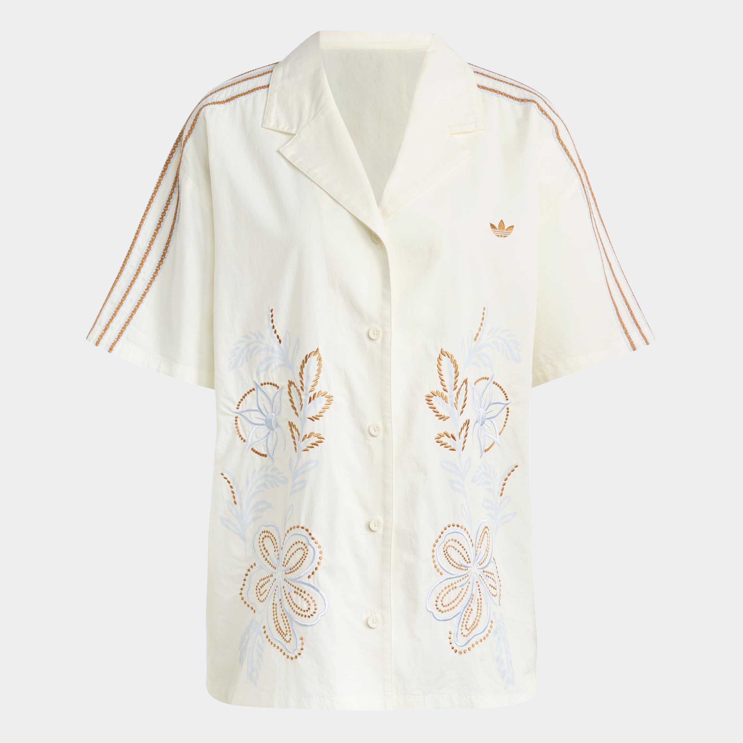 adidas Originals Summer Glow Resort Shirt, White, A701_ONE, medium