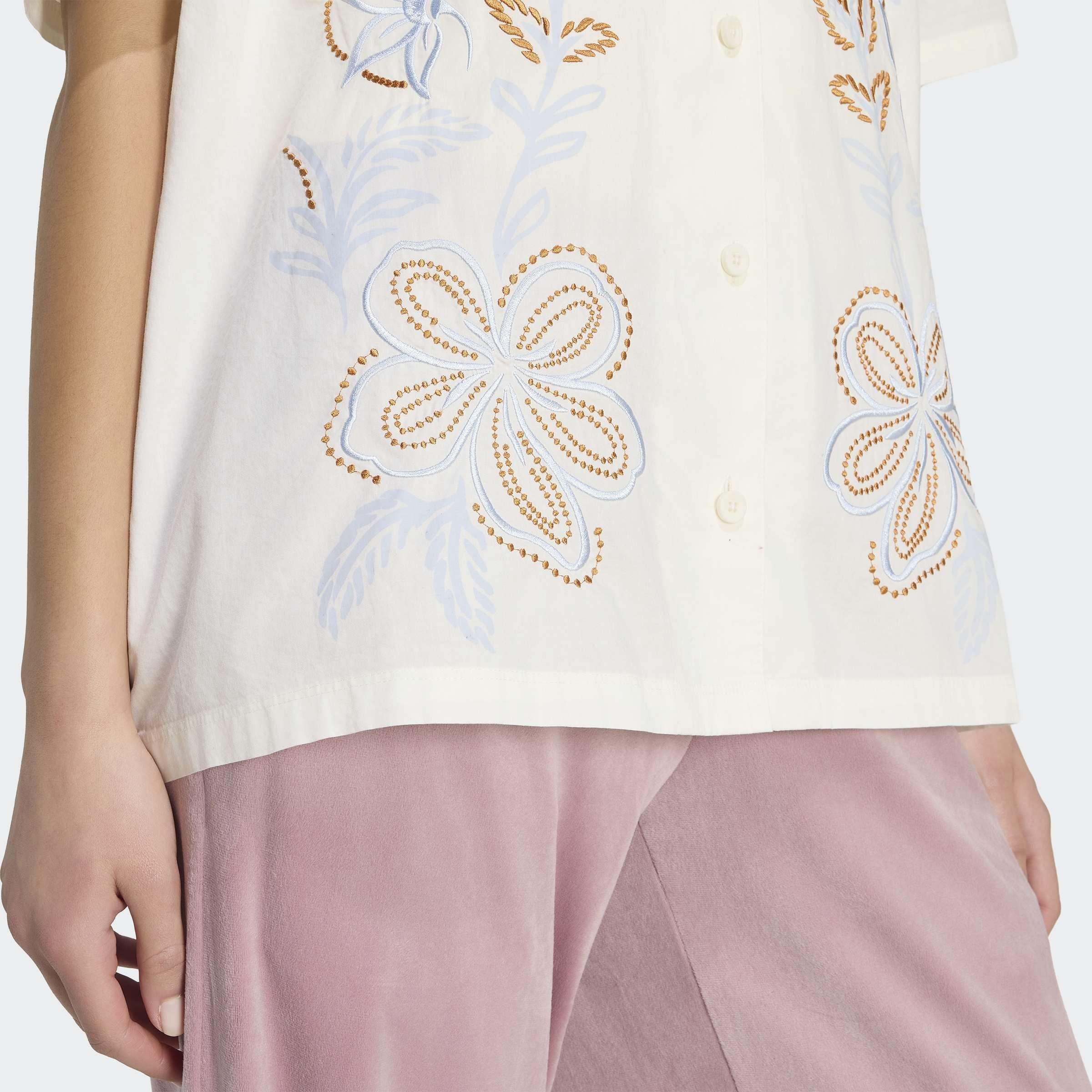 adidas Originals Summer Glow Resort Shirt, White, A701_ONE, medium