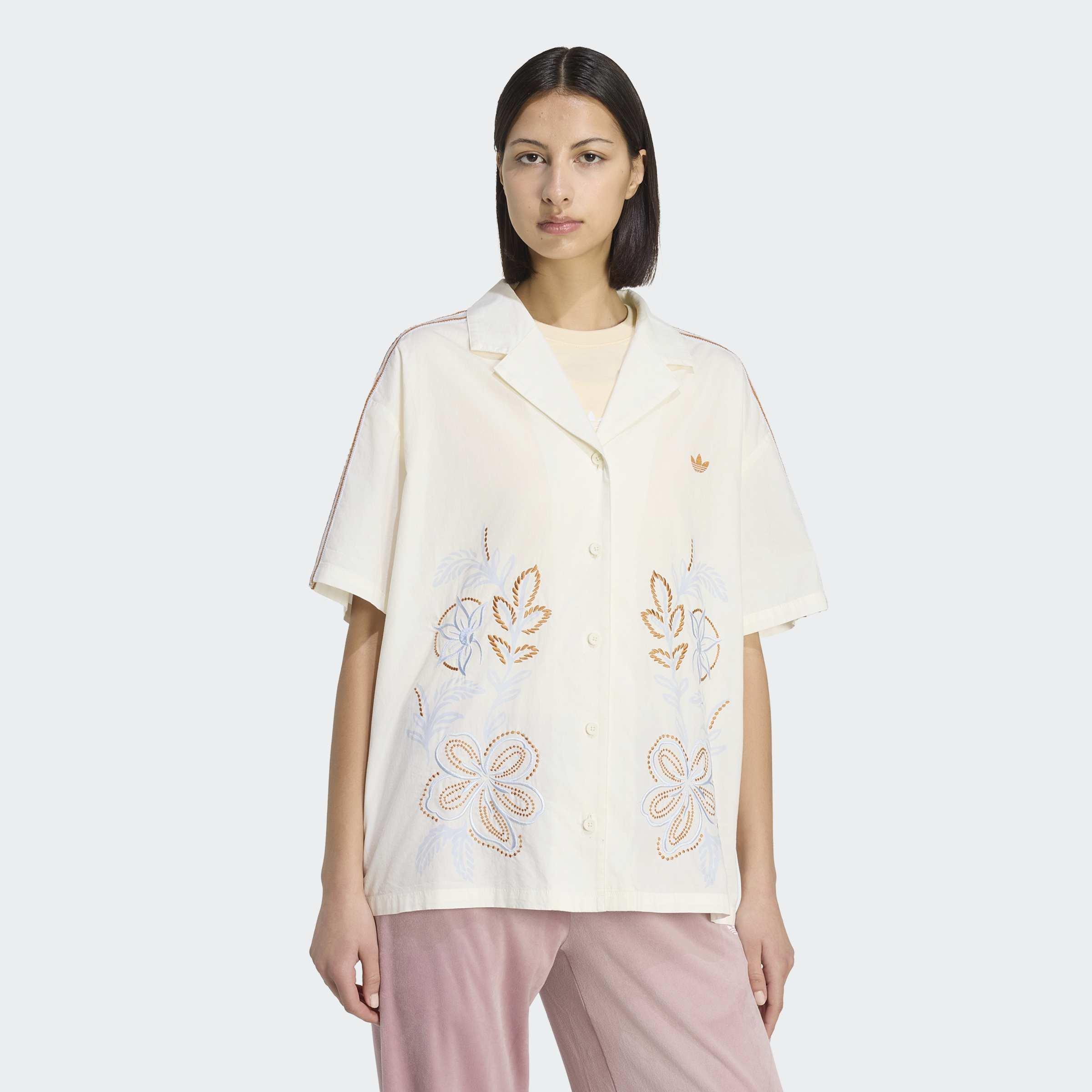 adidas Originals Summer Glow Resort Shirt, White, A701_ONE, large image number 4