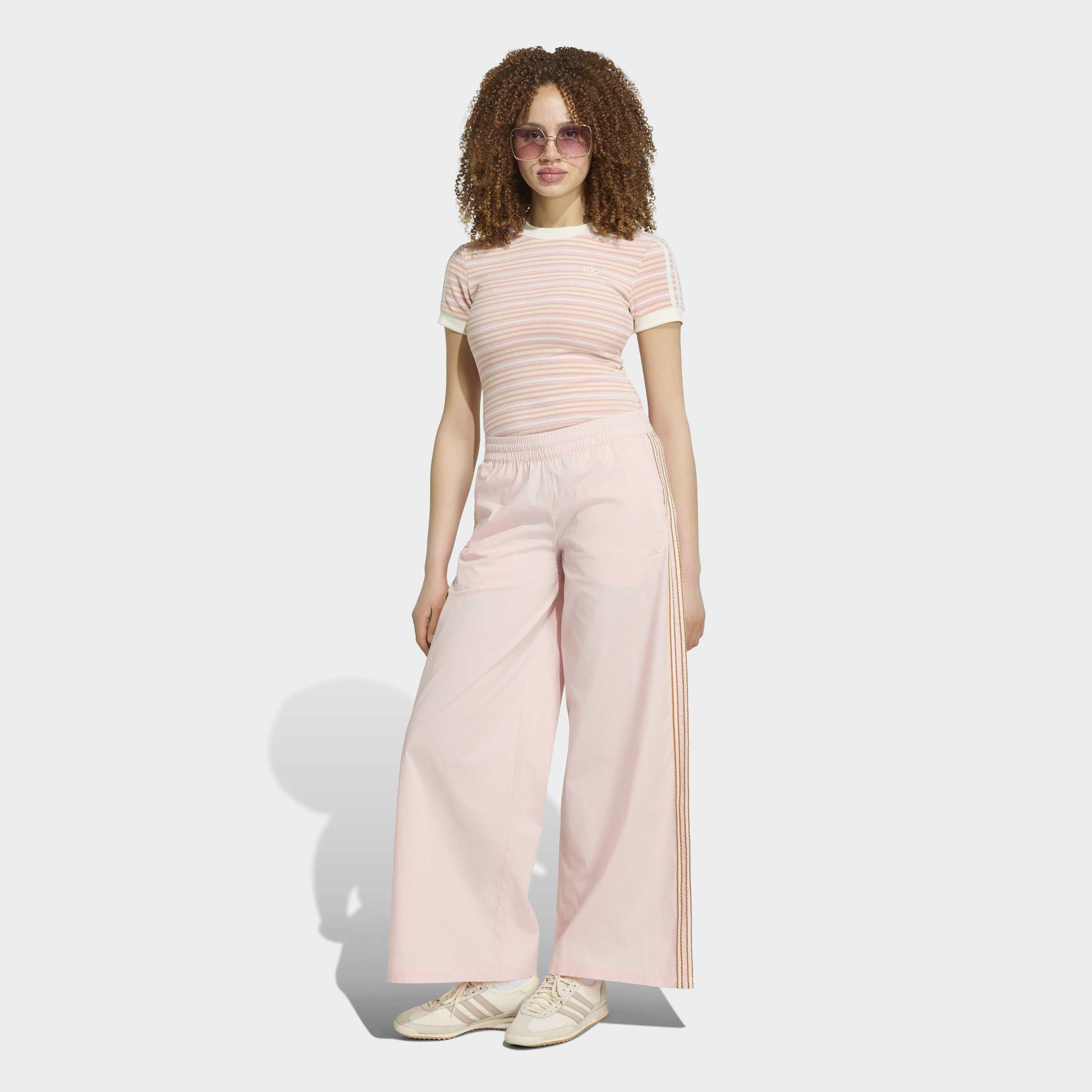 Adidas Originals Summer Glow Wide Leg Tracksuit Bottoms, Pink, A701_ONE, large image number 3