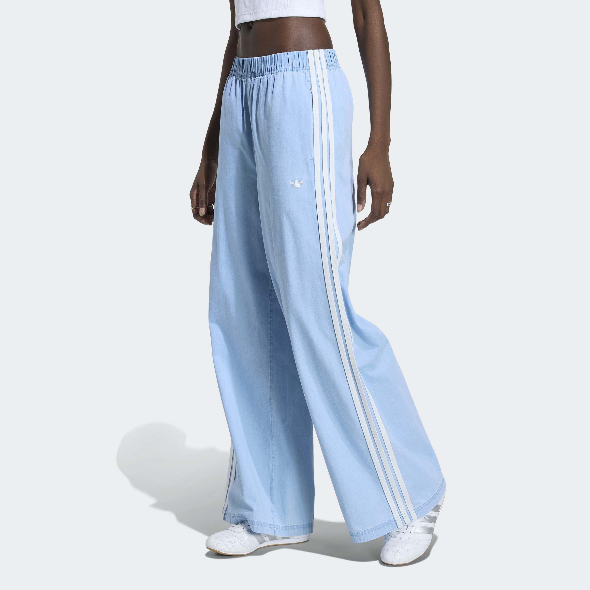 adidas Originals Summer Glow Denim Wide Leg Joggers, Blue, A701_ONE, large image number 5
