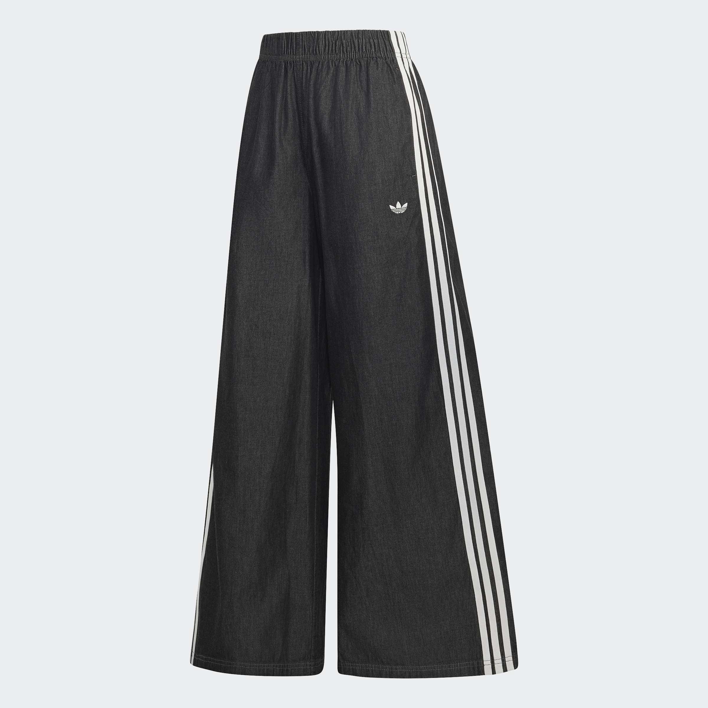 adidas Originals Summer Glow Denim Wide Leg Joggers, Black