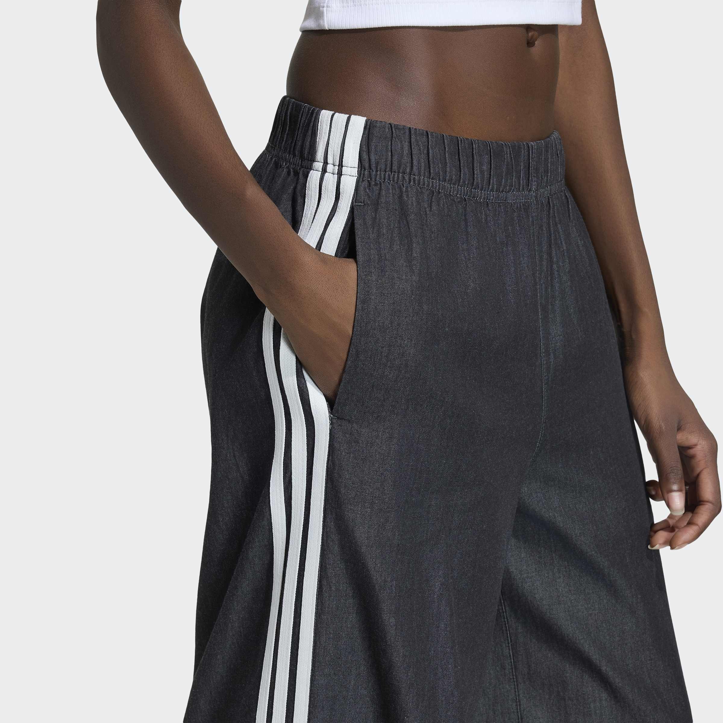 adidas Originals Summer Glow Denim Wide Leg Joggers, Black, A701_ONE, large image number 2