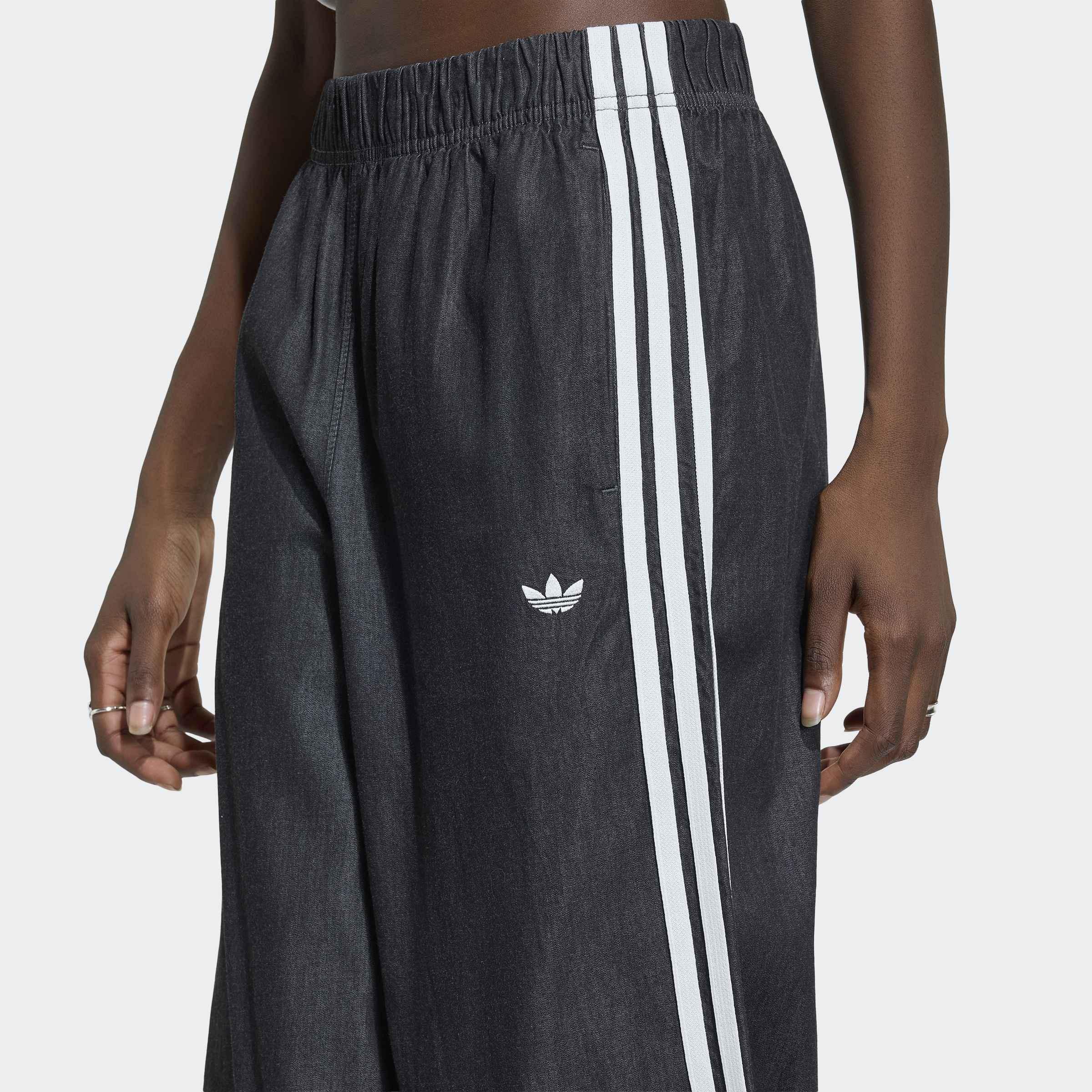 adidas Originals Summer Glow Denim Wide Leg Joggers, Black, A701_ONE, large image number 3