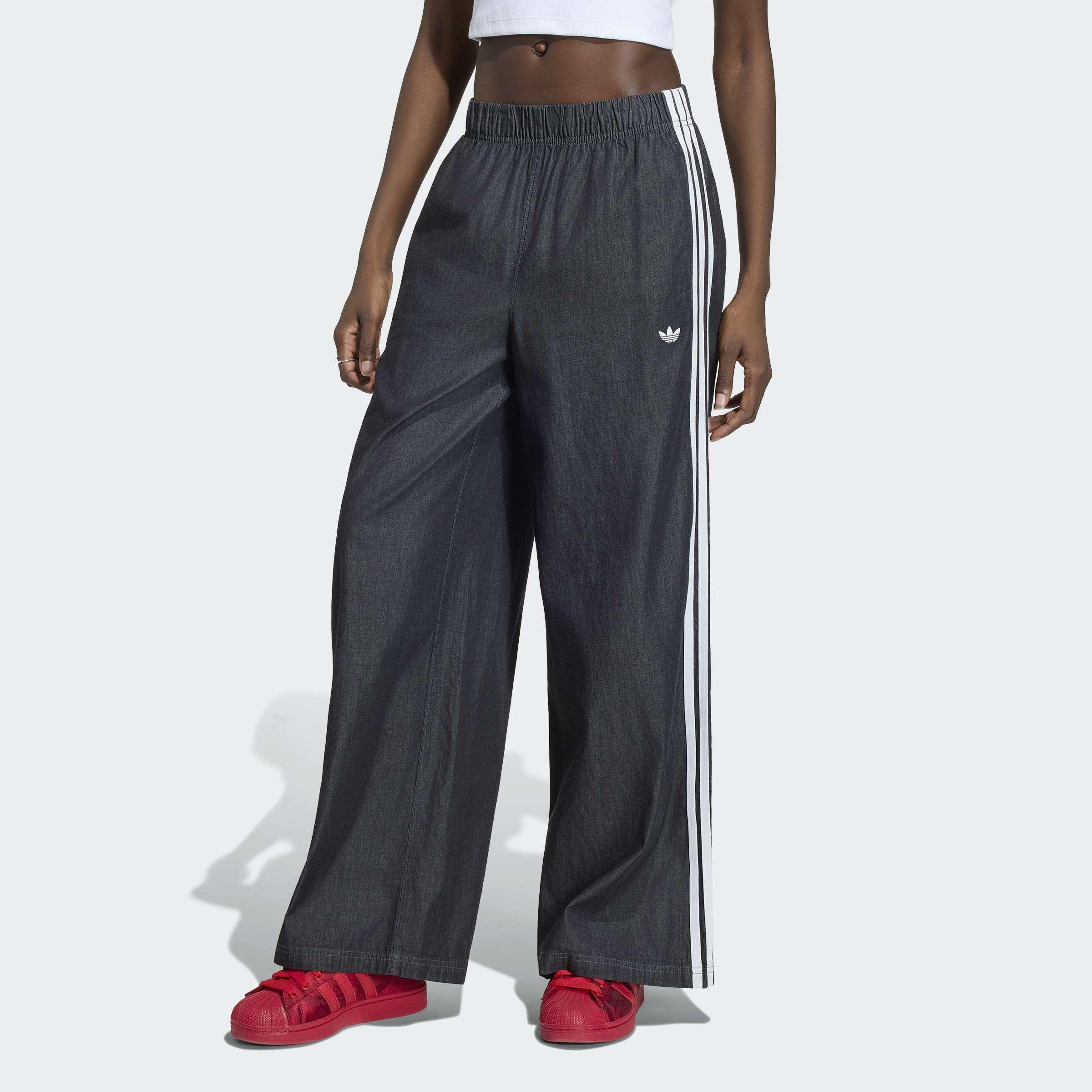adidas Originals Summer Glow Denim Wide Leg Joggers, Black, A701_ONE, large image number 4