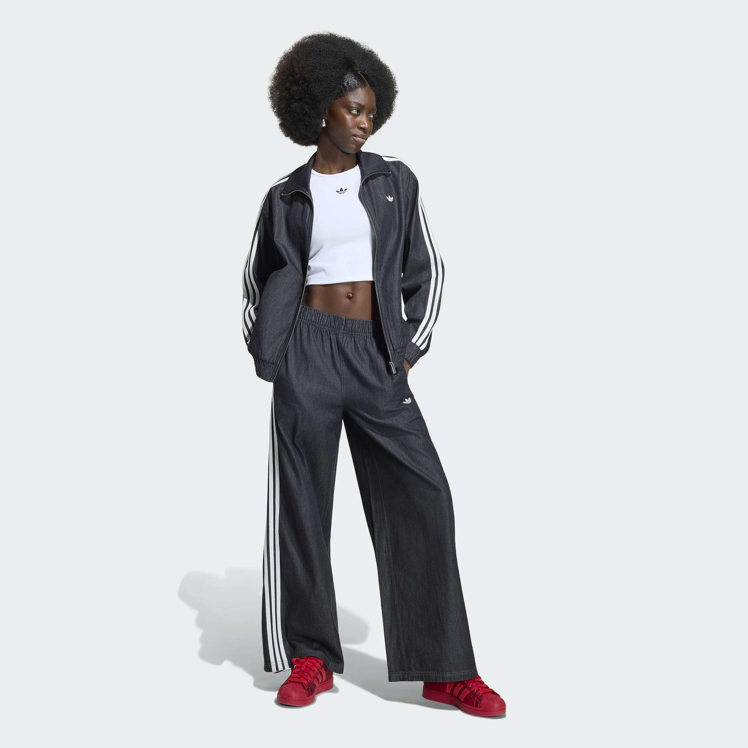 adidas Originals Summer Glow Denim Wide Leg Joggers, Black, A701_ONE, large image number 5
