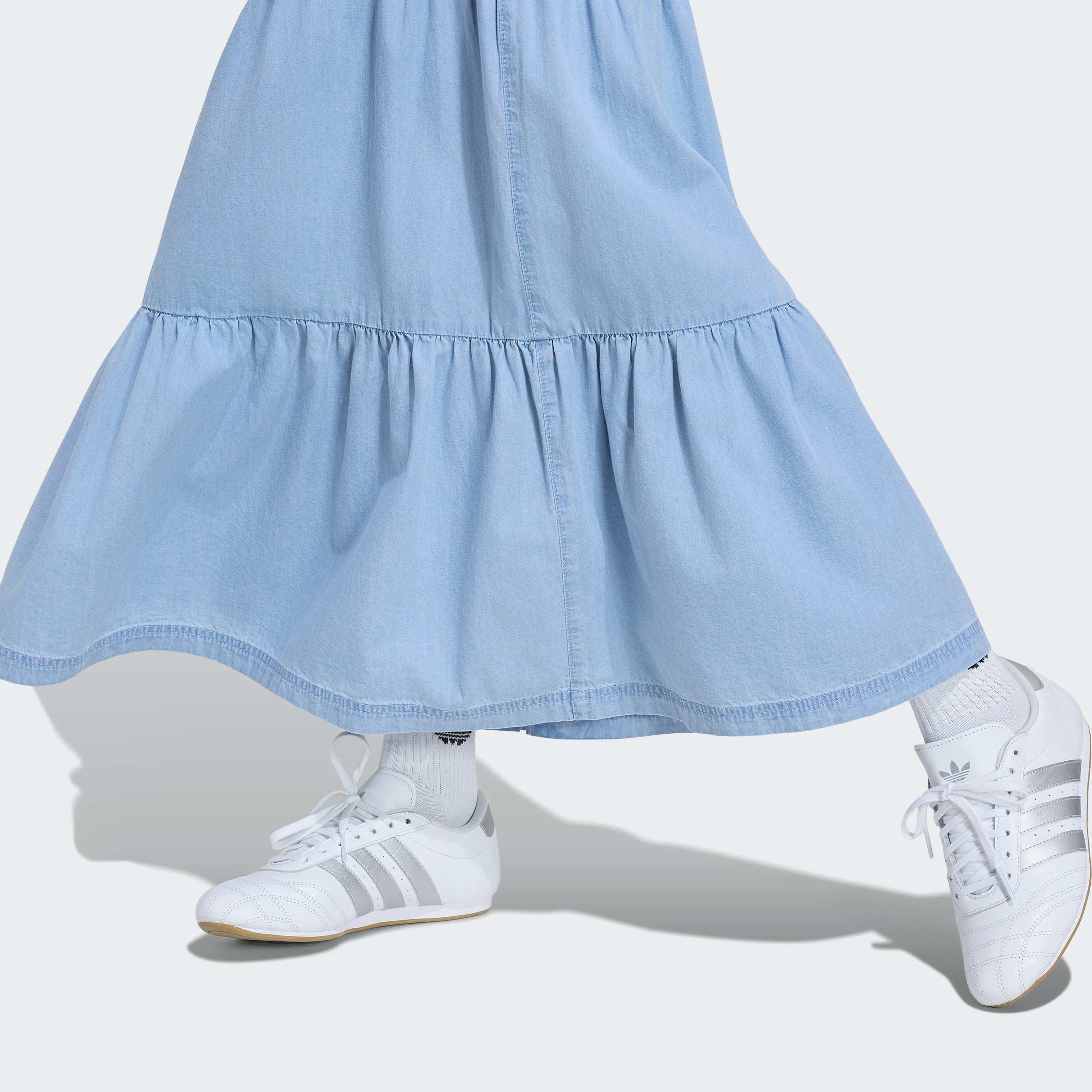 adidas Originals Summer Glow Denim Skirt, Blue, A701_ONE, large image number 2