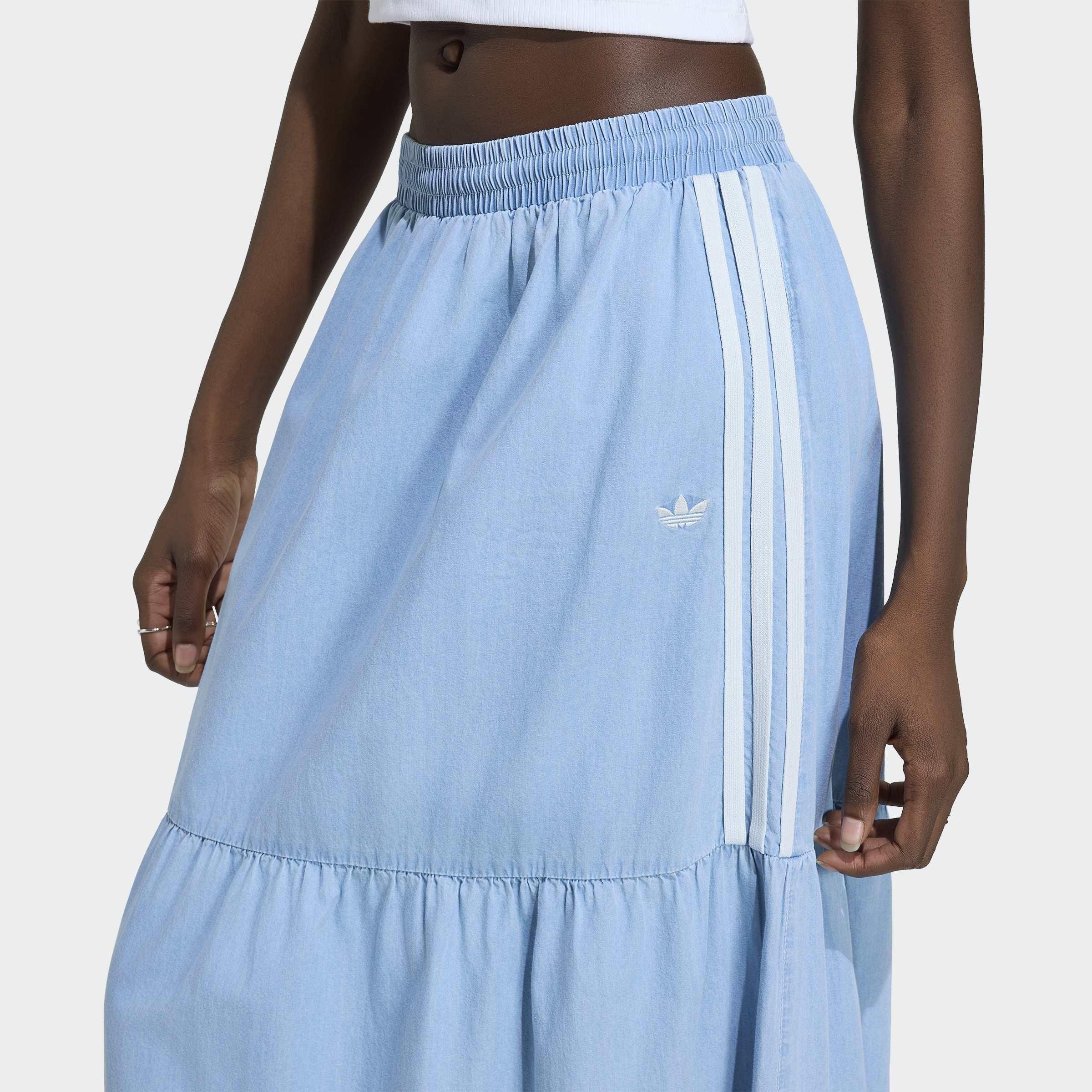 adidas Originals Summer Glow Denim Skirt, Blue, A701_ONE, large image number 3