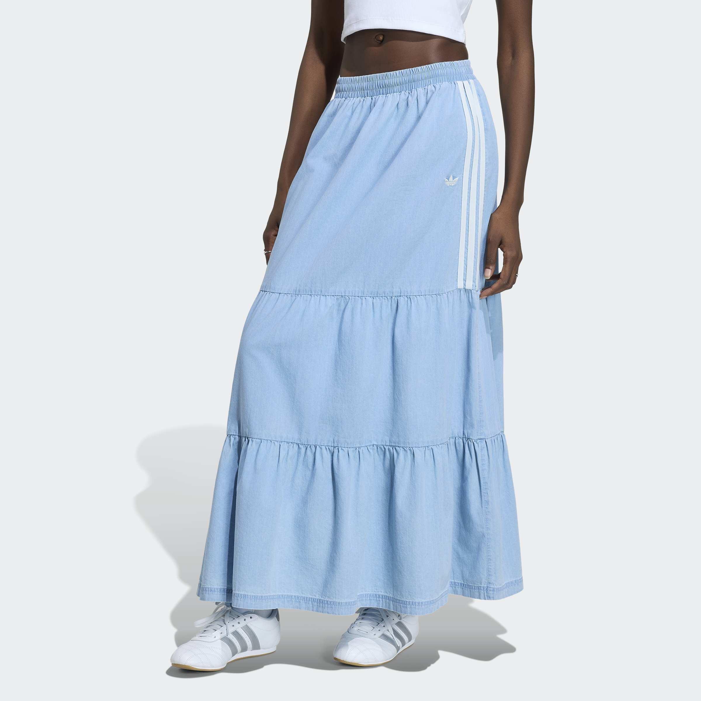 adidas Originals Summer Glow Denim Skirt, Blue, A701_ONE, large image number 5