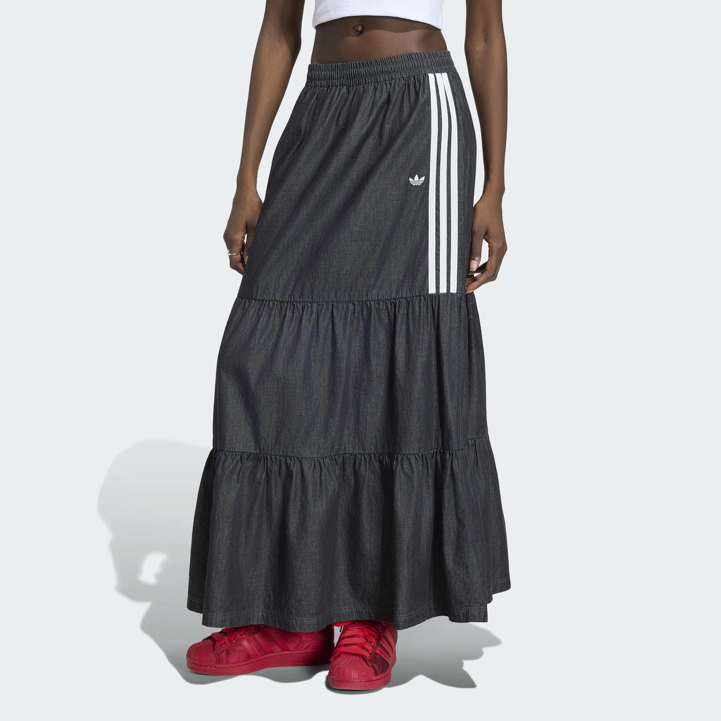 adidas Originals Summer Glow Denim Skirt, Black, A701_ONE, large image number 4