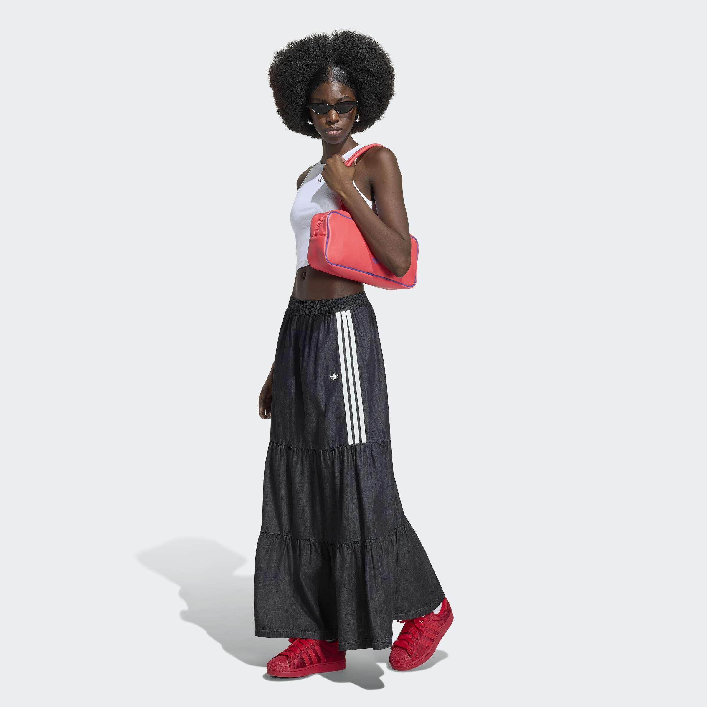 adidas Originals Summer Glow Denim Skirt, Black, A701_ONE, large image number 5