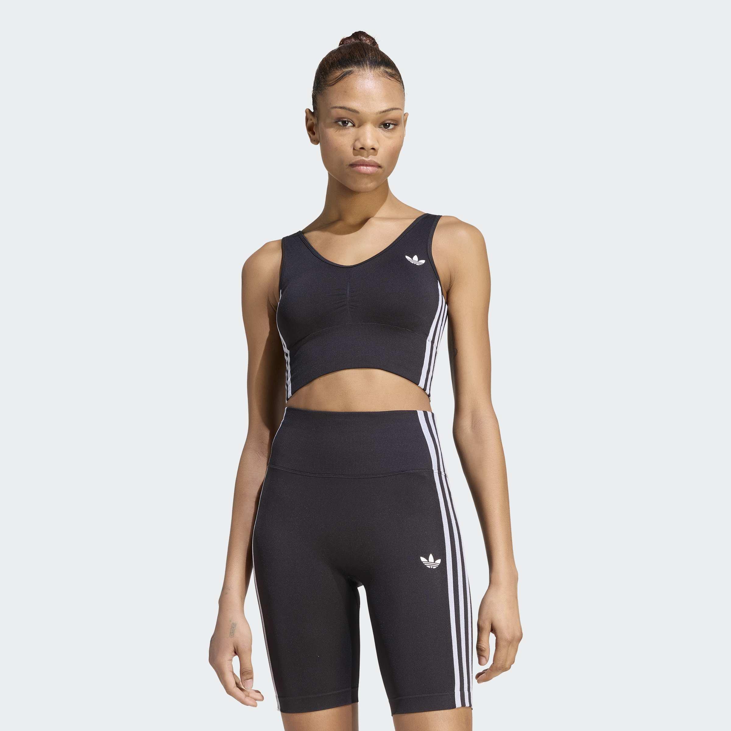 Essentials 3 Stripes Seamless Bralette, Black, A701_ONE, large image number 6