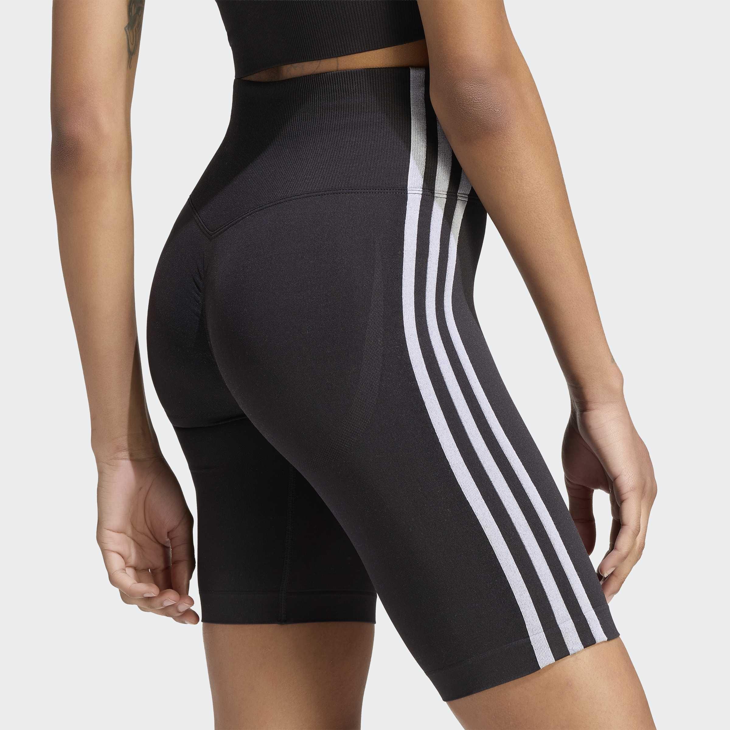 Essentials 3 Stripes Seamless Shorts 5 Inch, Black, A701_ONE, large image number 2