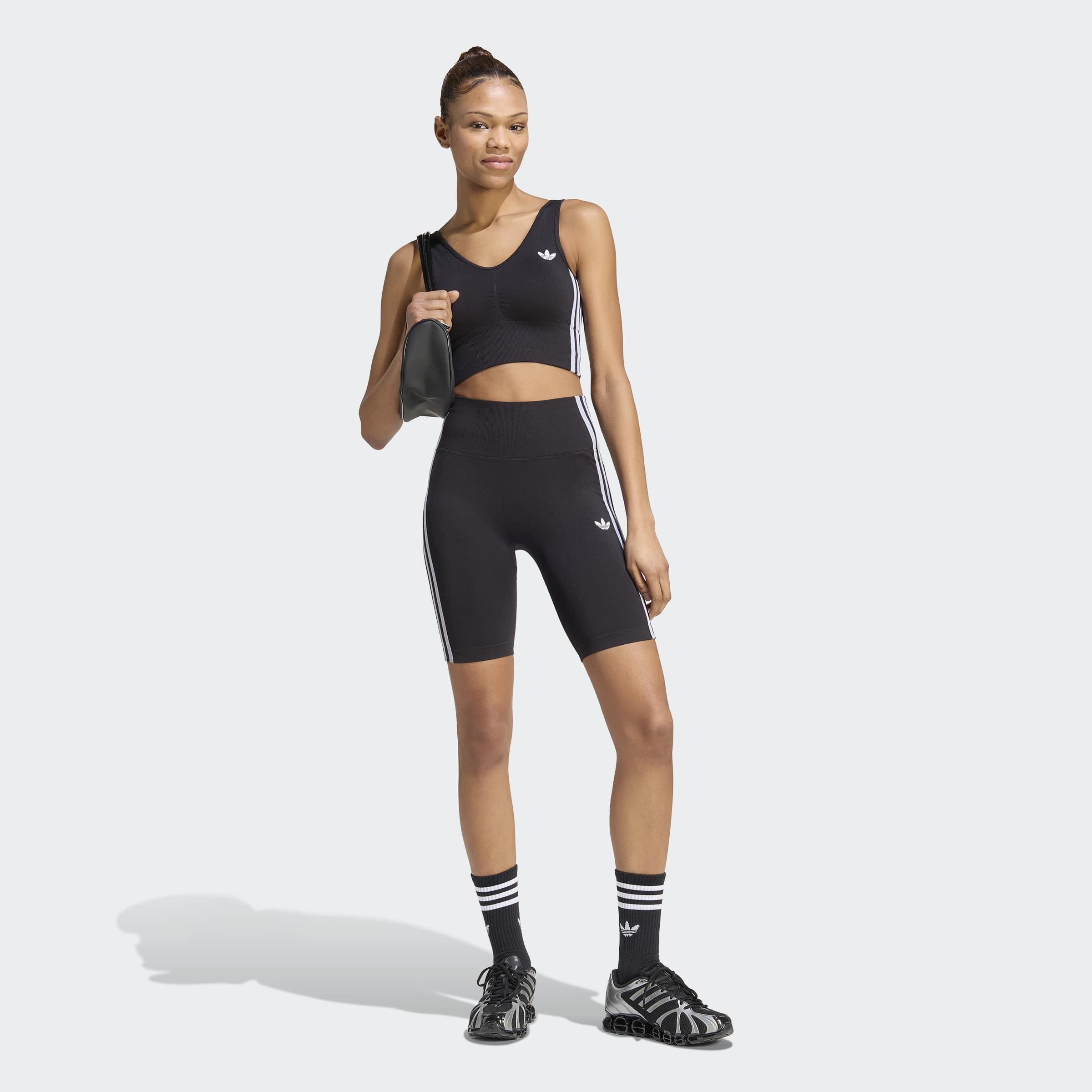 Essentials 3 Stripes Seamless Shorts 5 Inch, Black, A701_ONE, large image number 5