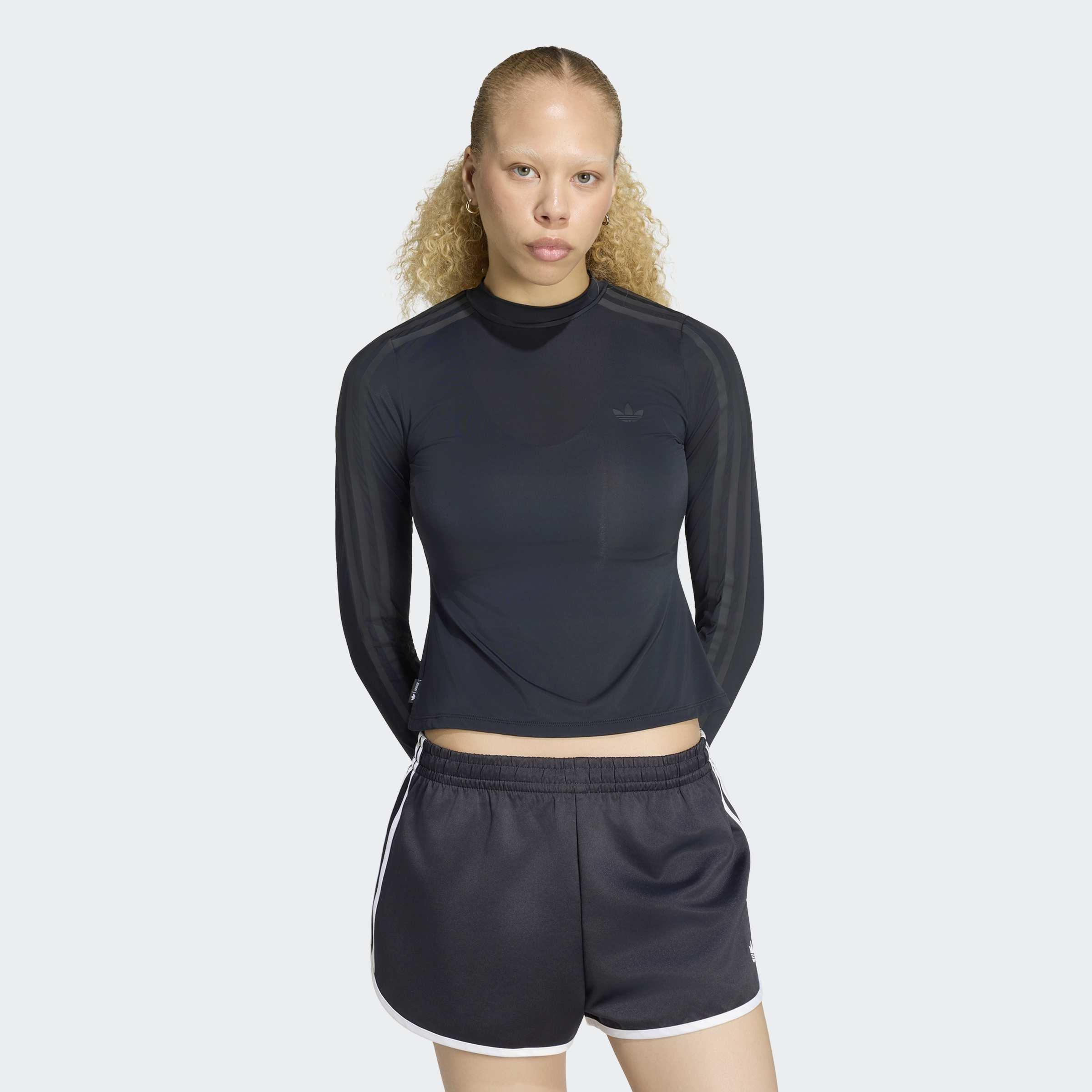 adidas Originals By Jennie Sheer Long Sleeve Long-Sleeve Top, Black, A701_ONE, large image number 4
