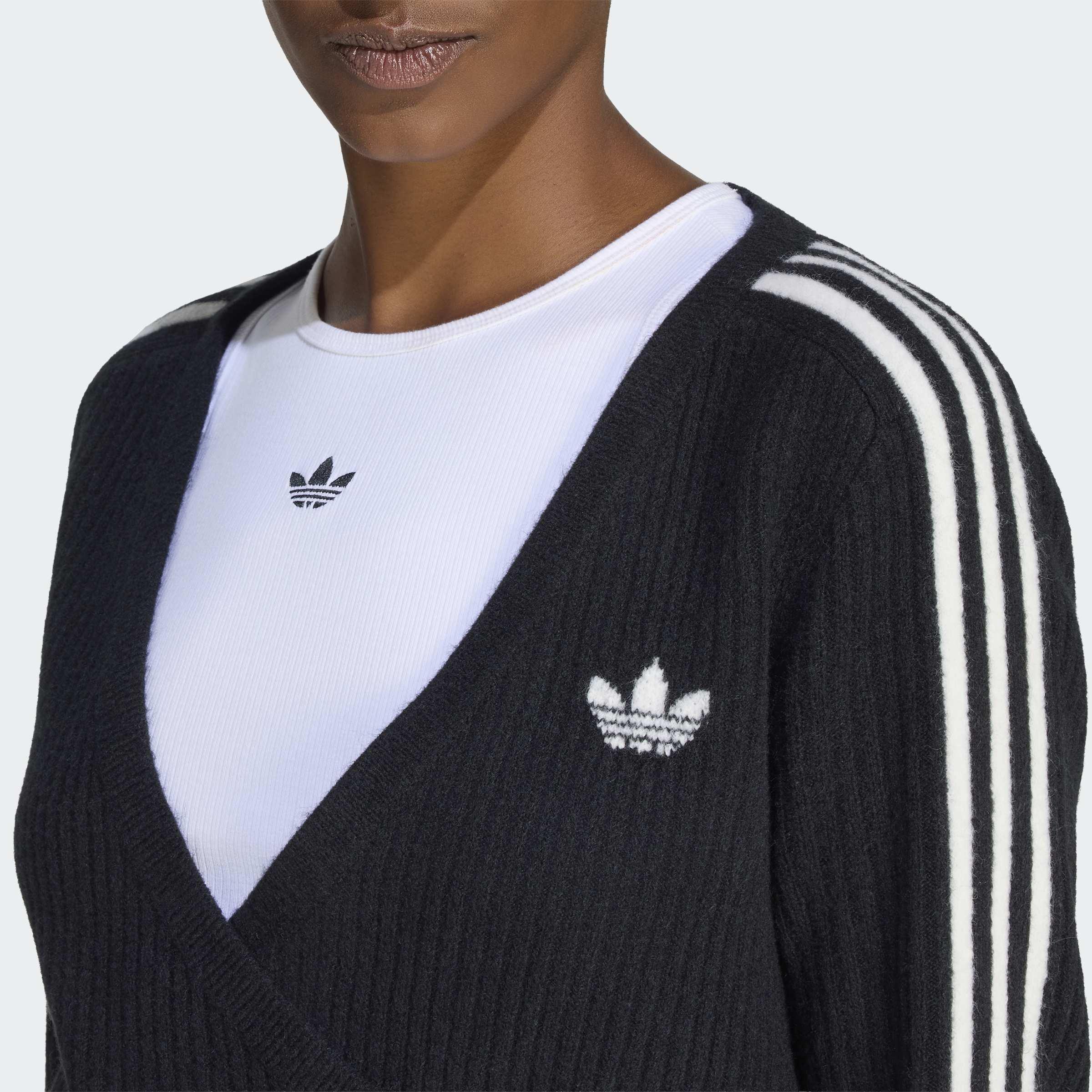 adidas Originals By Jennie Knitted Wrap Around Cardigan, Black, A701_ONE, large image number 3