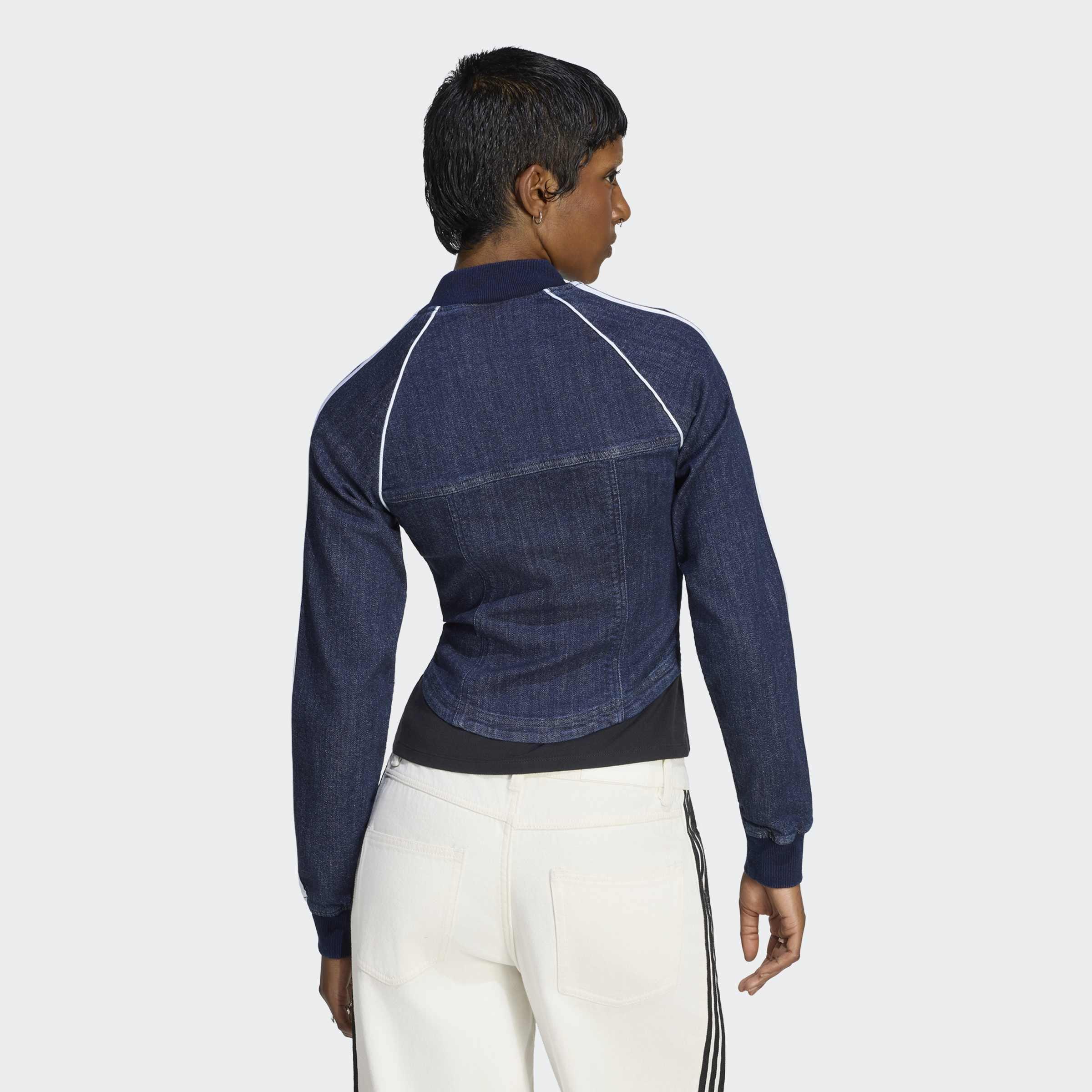 Superstar Denim Corset Track Top, Blue, A701_ONE, large image number 1