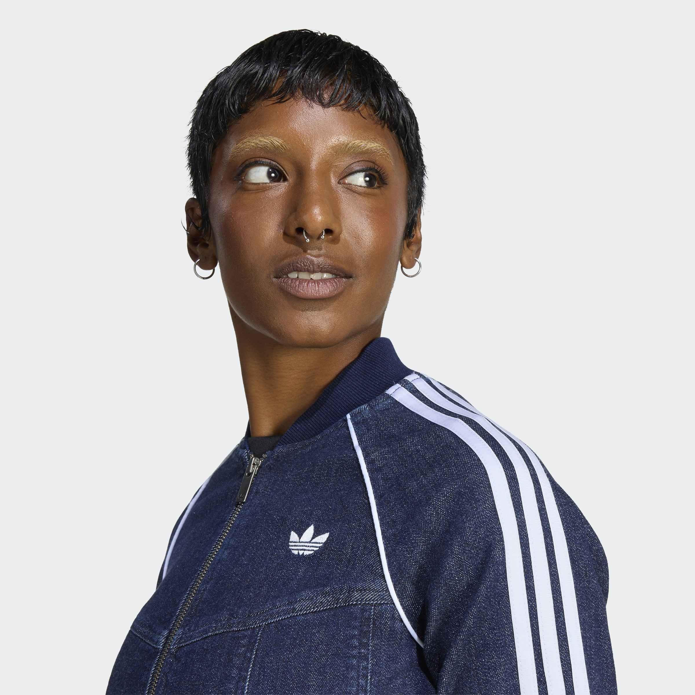 Superstar Denim Corset Track Top, Blue, A701_ONE, large image number 2