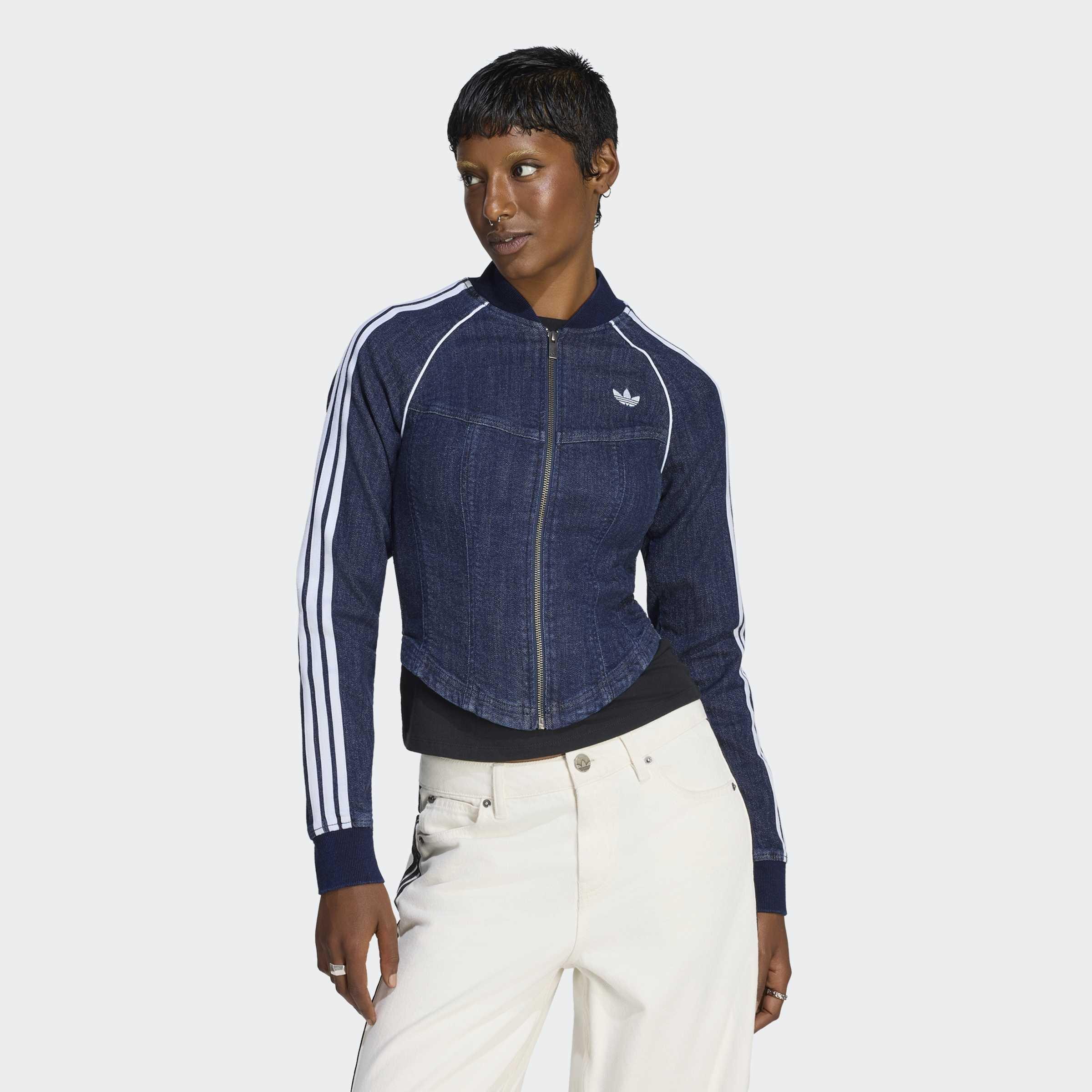 Superstar Denim Corset Track Top, Blue, A701_ONE, large image number 5