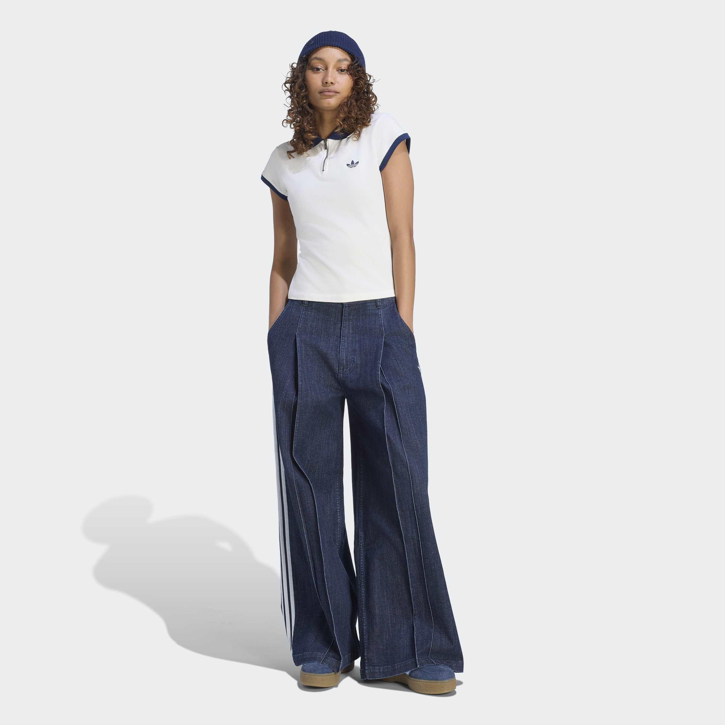Denim Pleats Wide Leg Joggers, Blue, A701_ONE, large image number 4