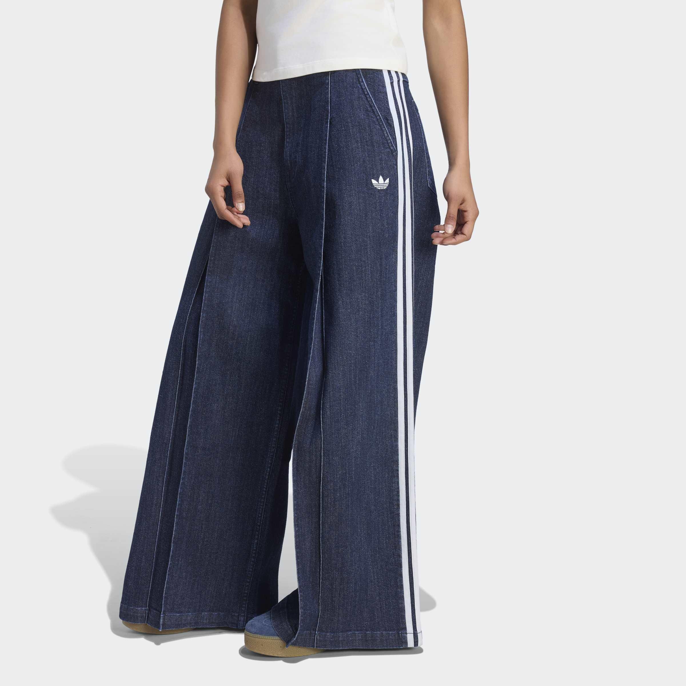 Denim Pleats Wide Leg Joggers, Blue, A701_ONE, large image number 5