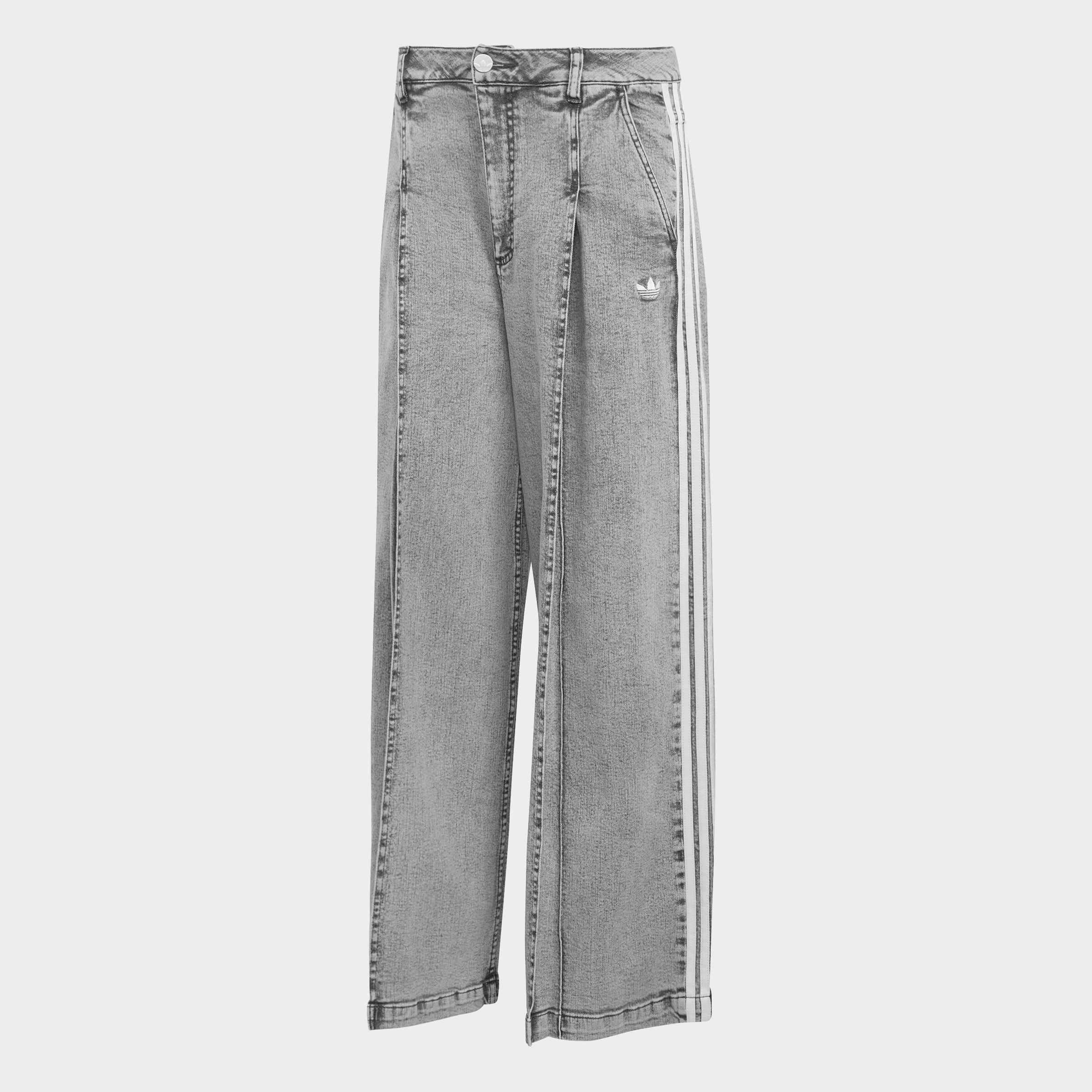 Denim Pleats Wide Leg Joggers, Grey, A701_ONE, large image number 0