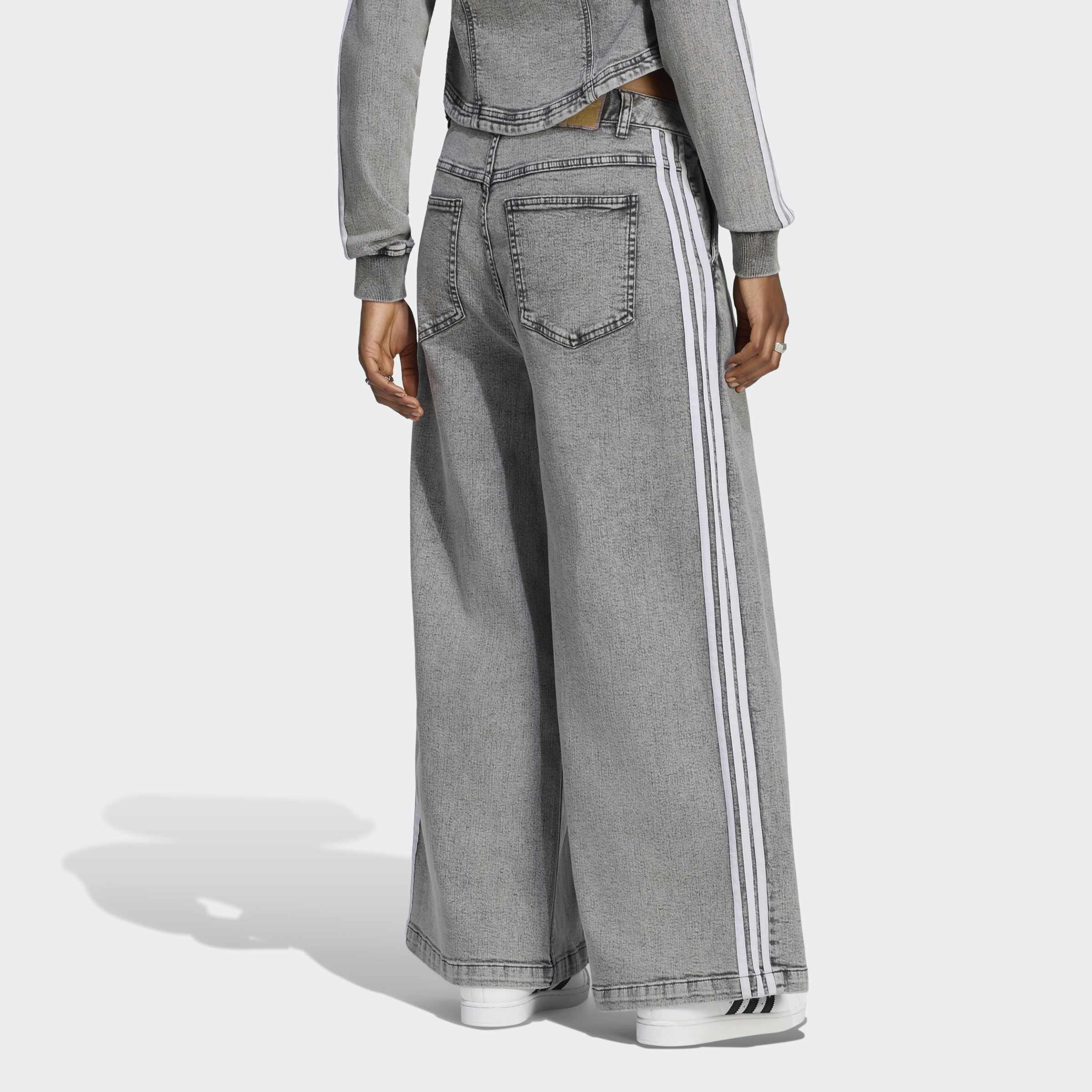 Denim Pleats Wide Leg Joggers, Grey, A701_ONE, large image number 1