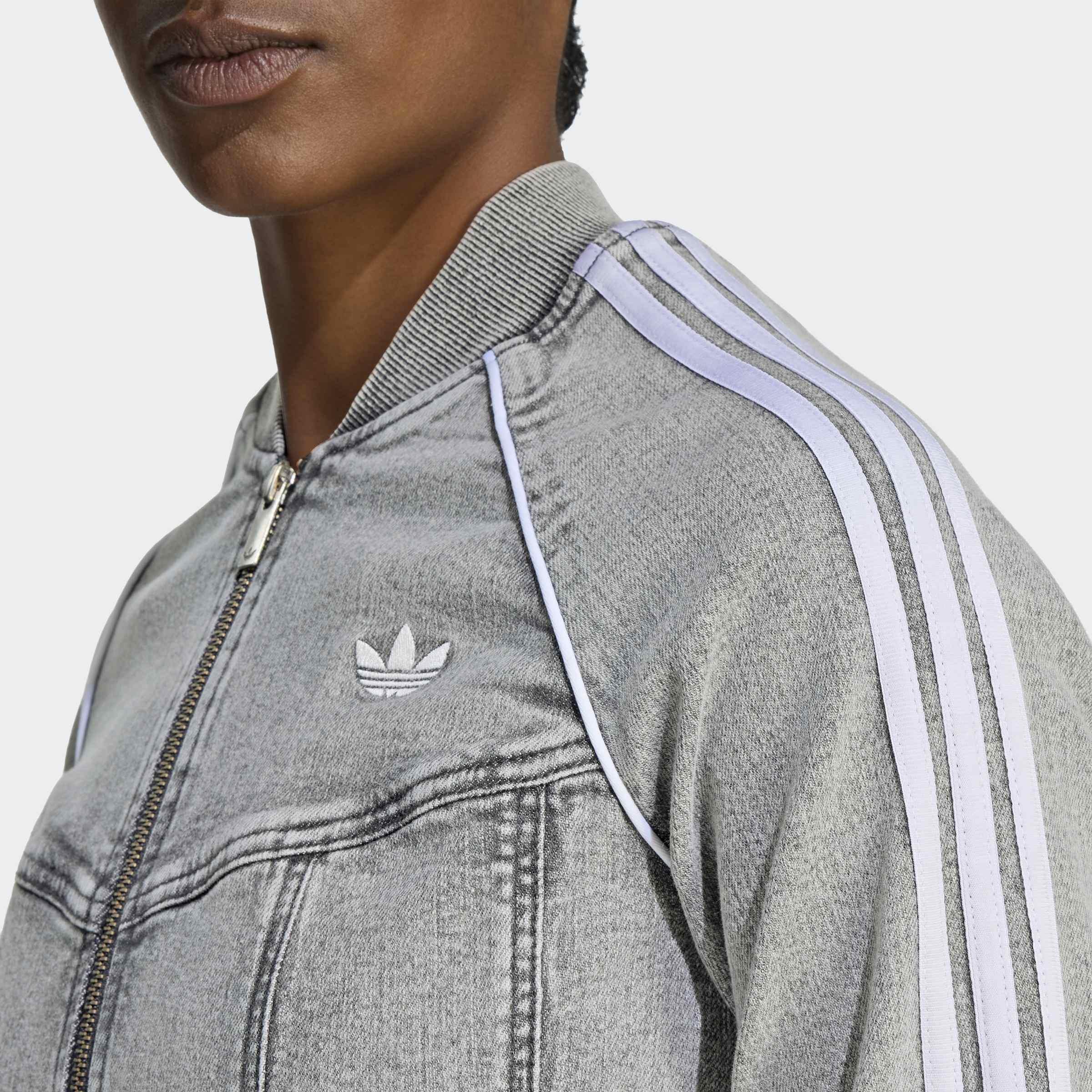 Superstar Denim Corset Track Top, Grey, A701_ONE, large image number 2
