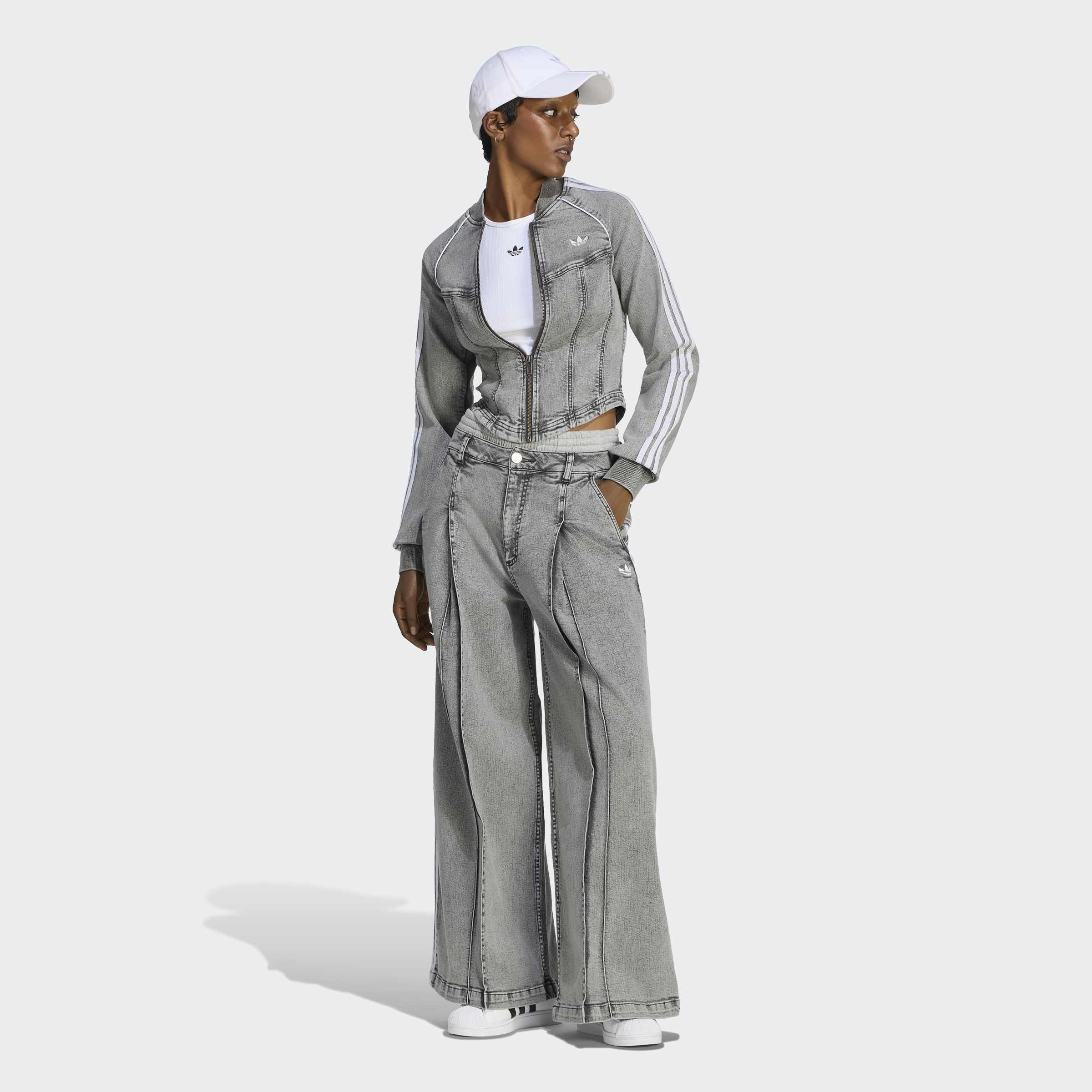Superstar Denim Corset Track Top, Grey, A701_ONE, large image number 5