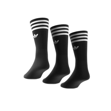 Black UO Adidas Solid Crew Socks 3 Pairs, A701_ONE, large image number 4