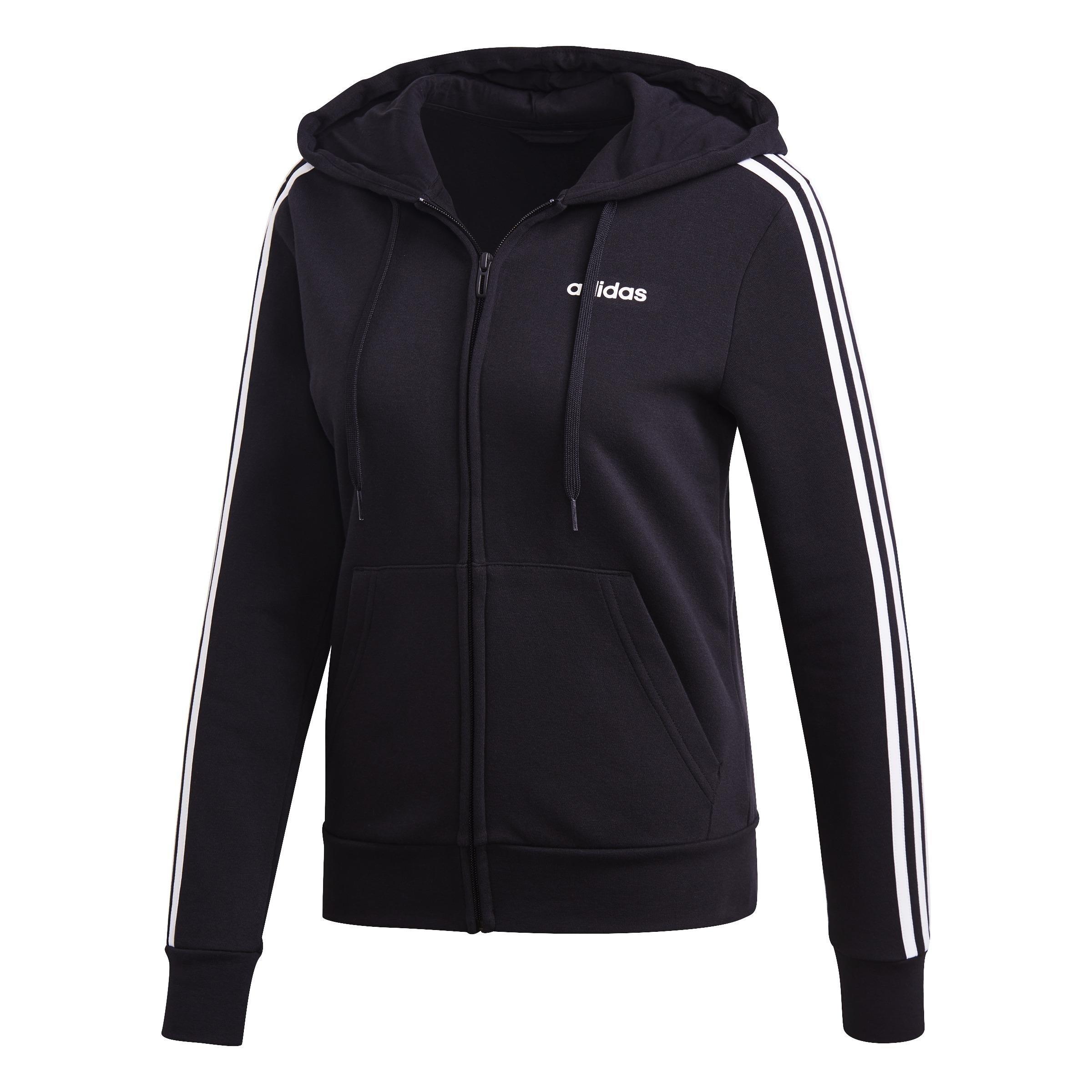 Essentials 3-Stripes Fleece Hoodie, Black, , large image number 0
