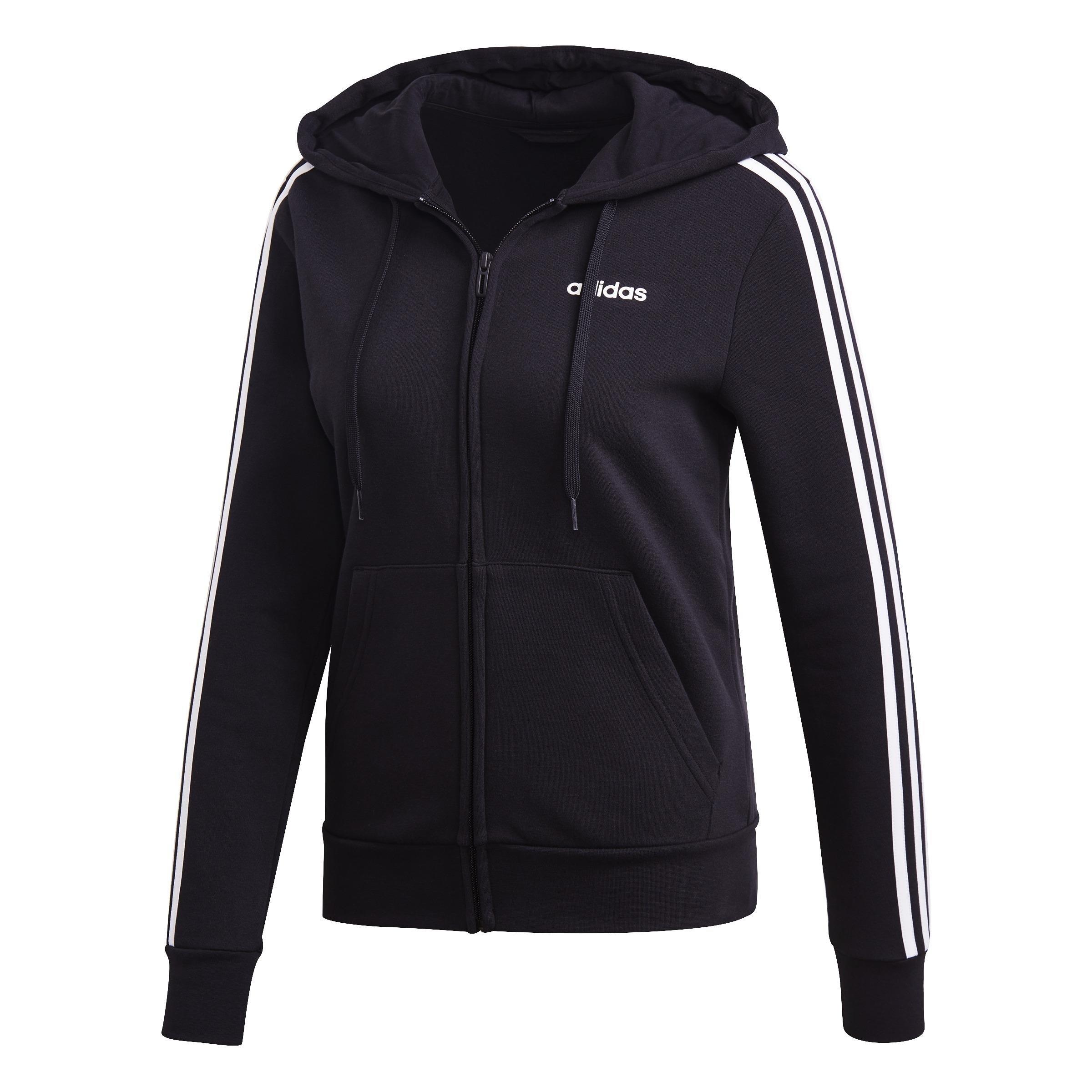 Women Essentials 3-Stripes Fleece Hoodie, Black, A901_ONE, large image number 2