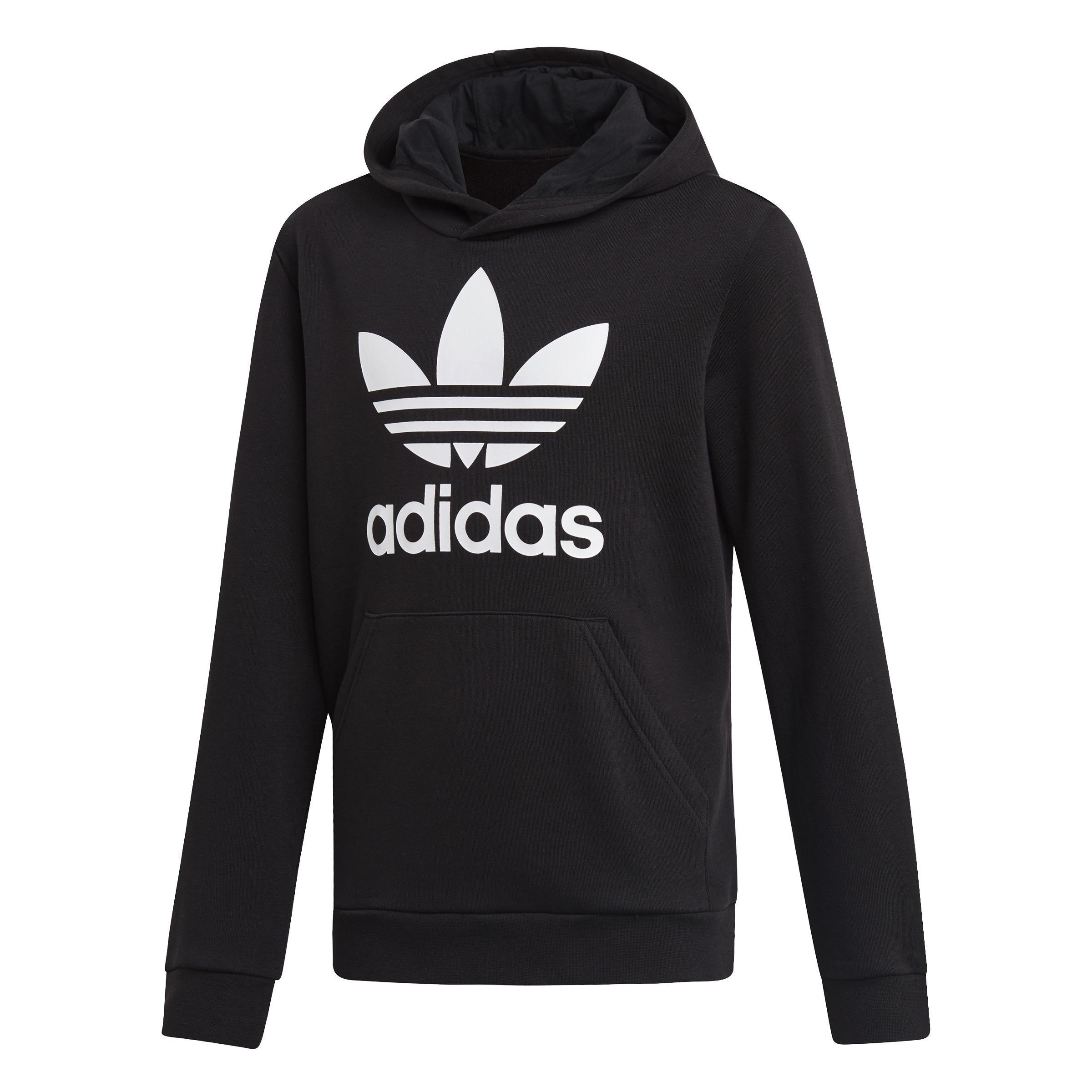 Unisex Kids Trefoil Hoodie, Black, A901_ONE, large image number 1